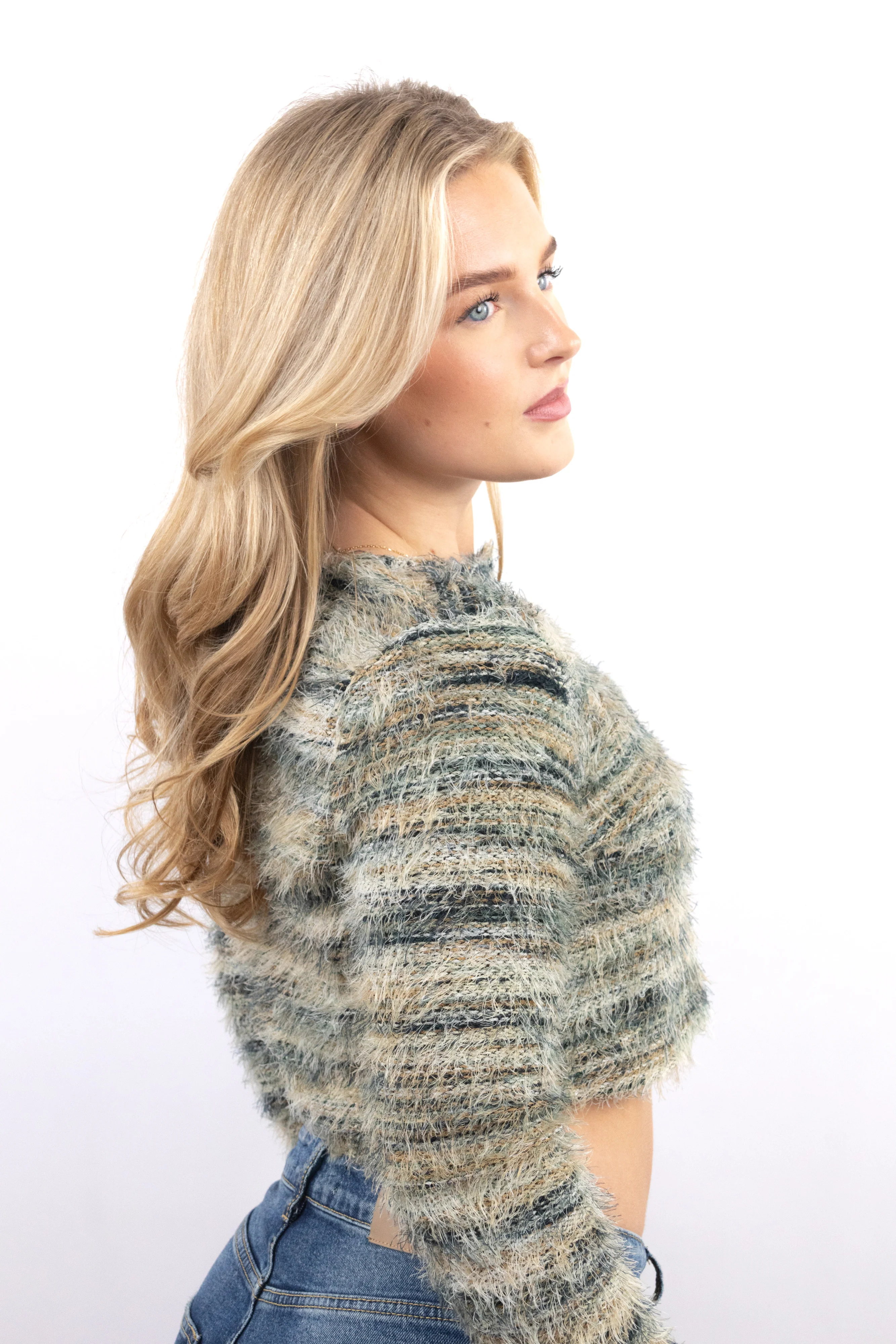 Cropped Fuzzy Cardigan - Image 2