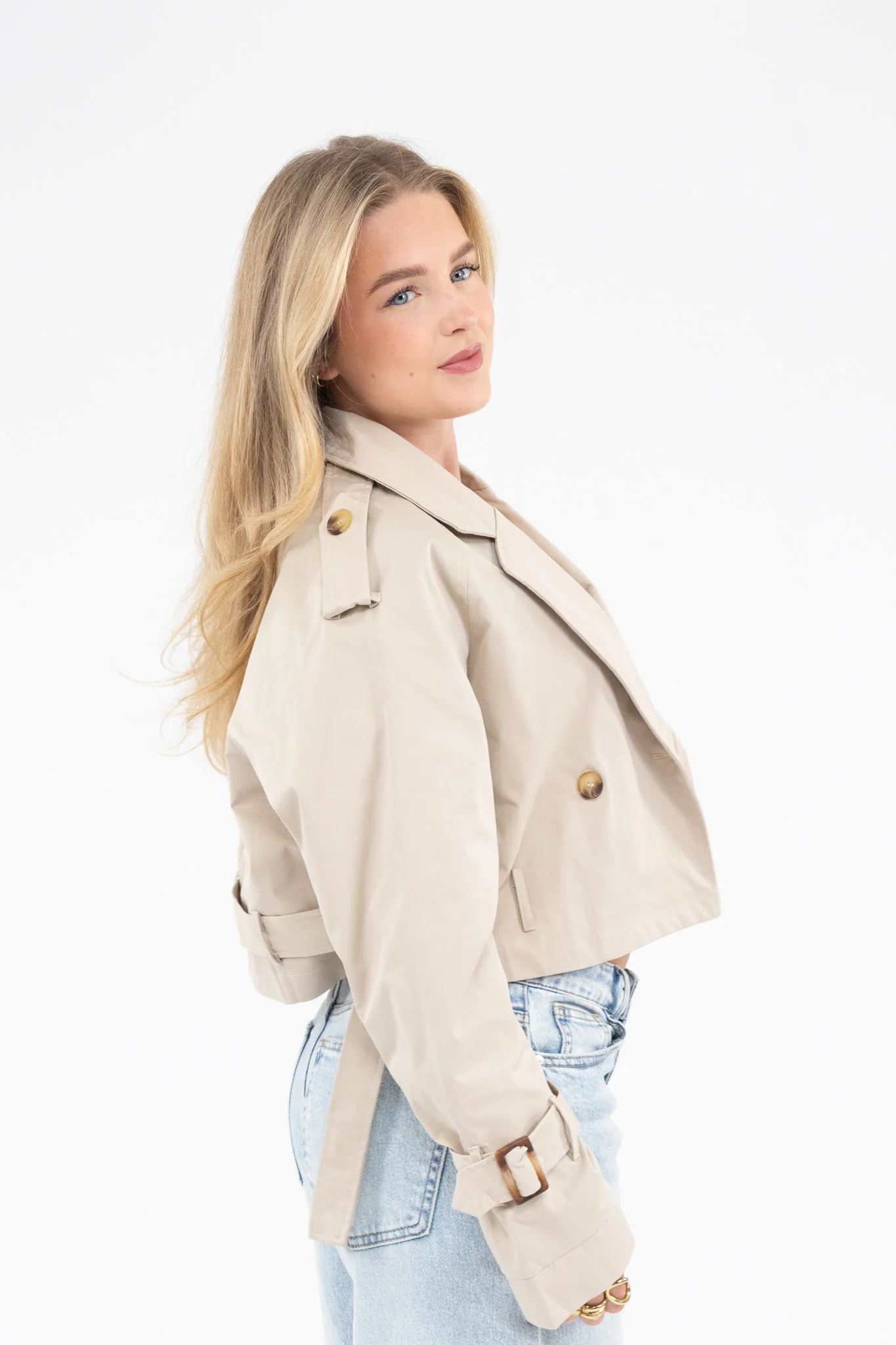 Cropped Trench Jacket - Image 4