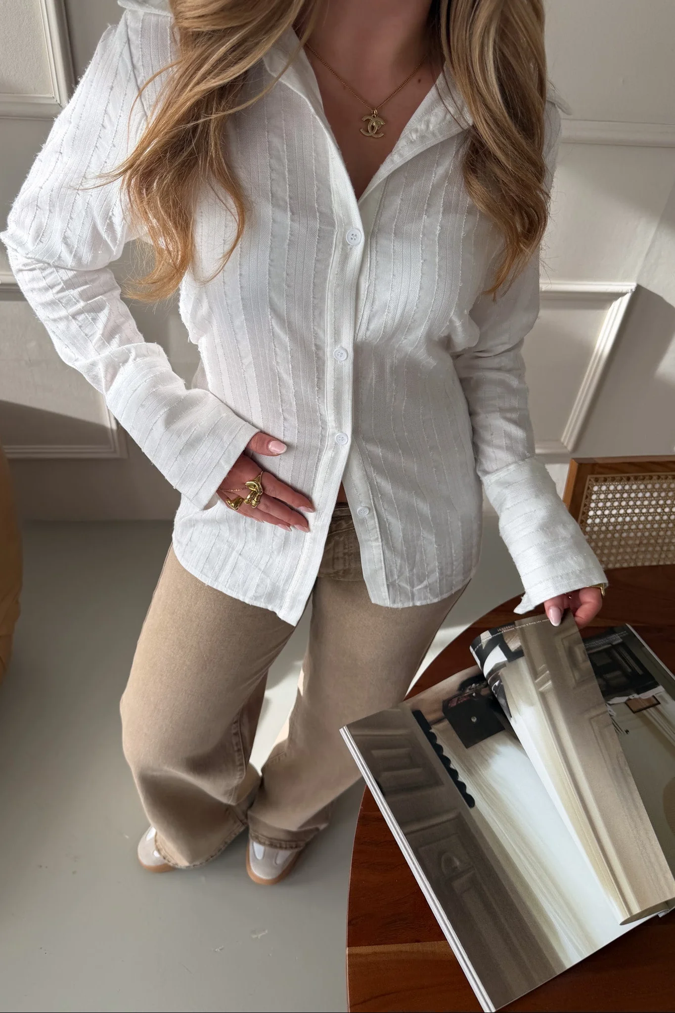 Fine Stripe Tailored Blouse - Image 2