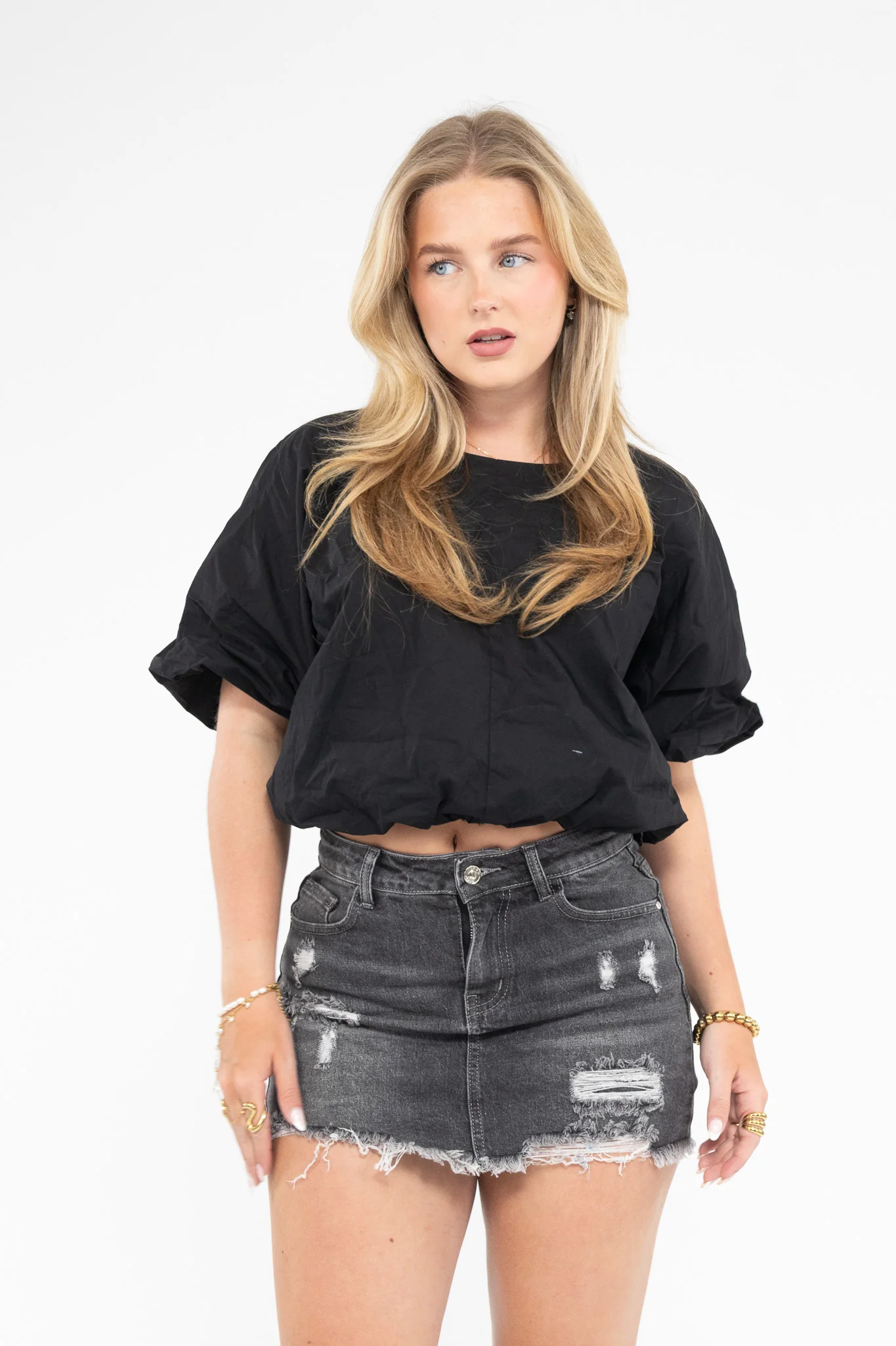Ripped Denim Skort - Image 4