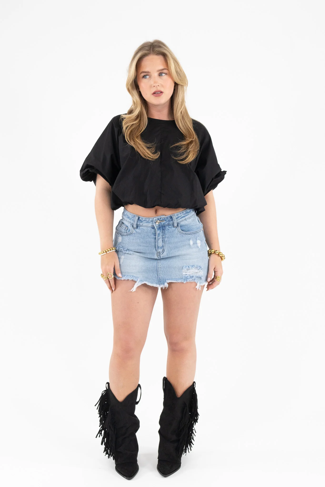 Ripped Denim Skort - Image 6