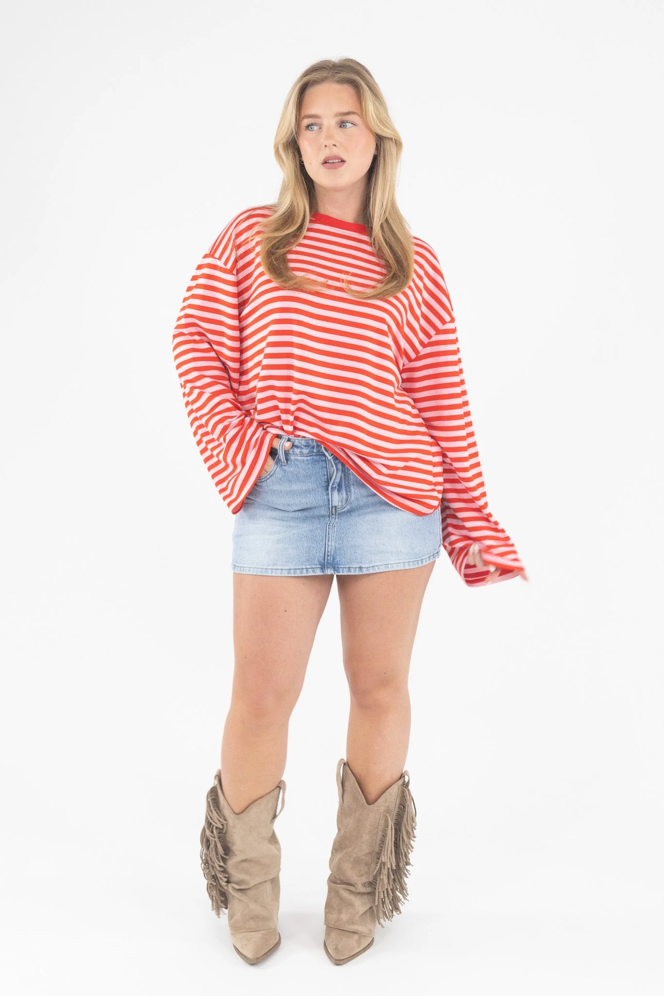 Long Sleeve Striped Tee - Image 43