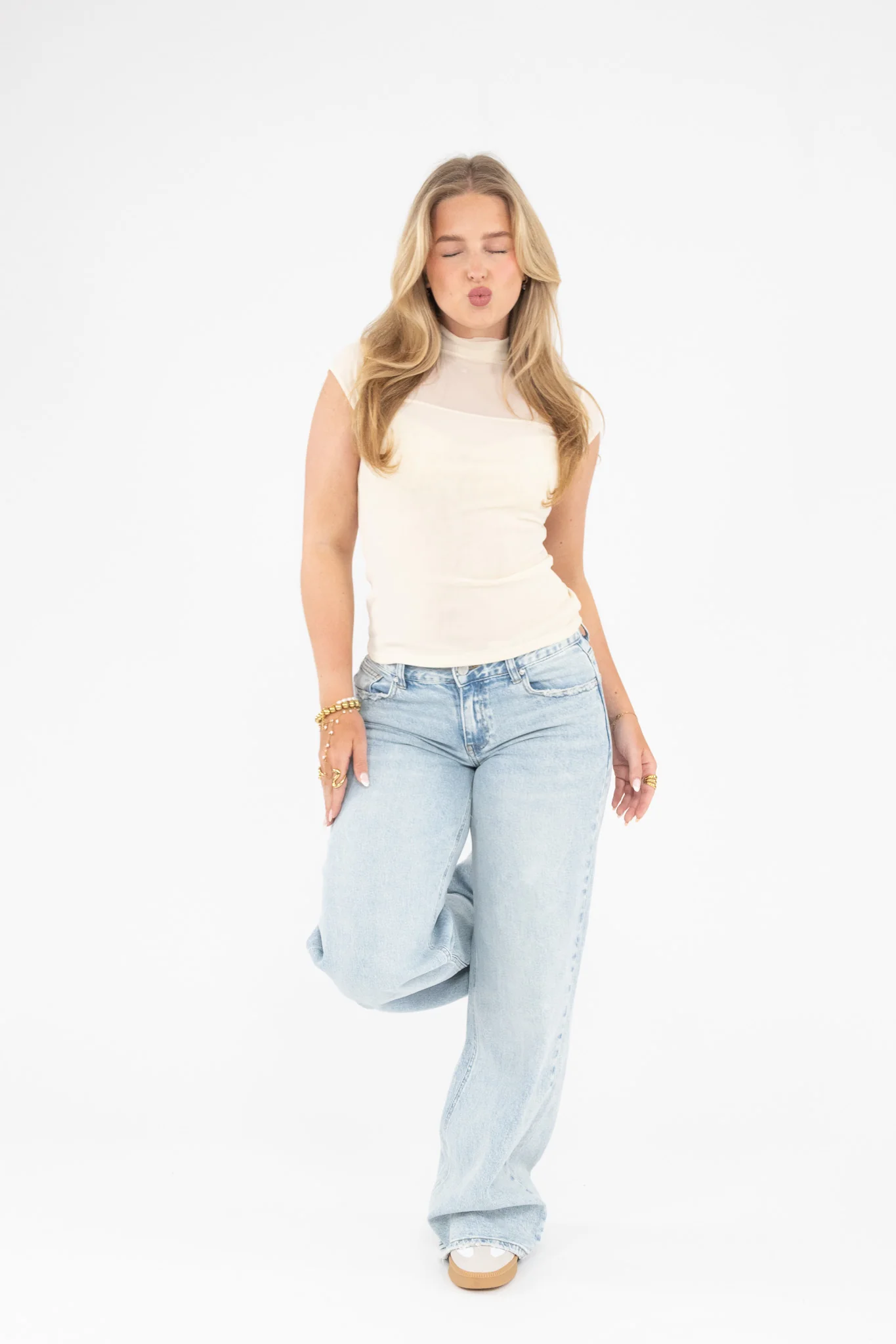 Mesh High Neck Top