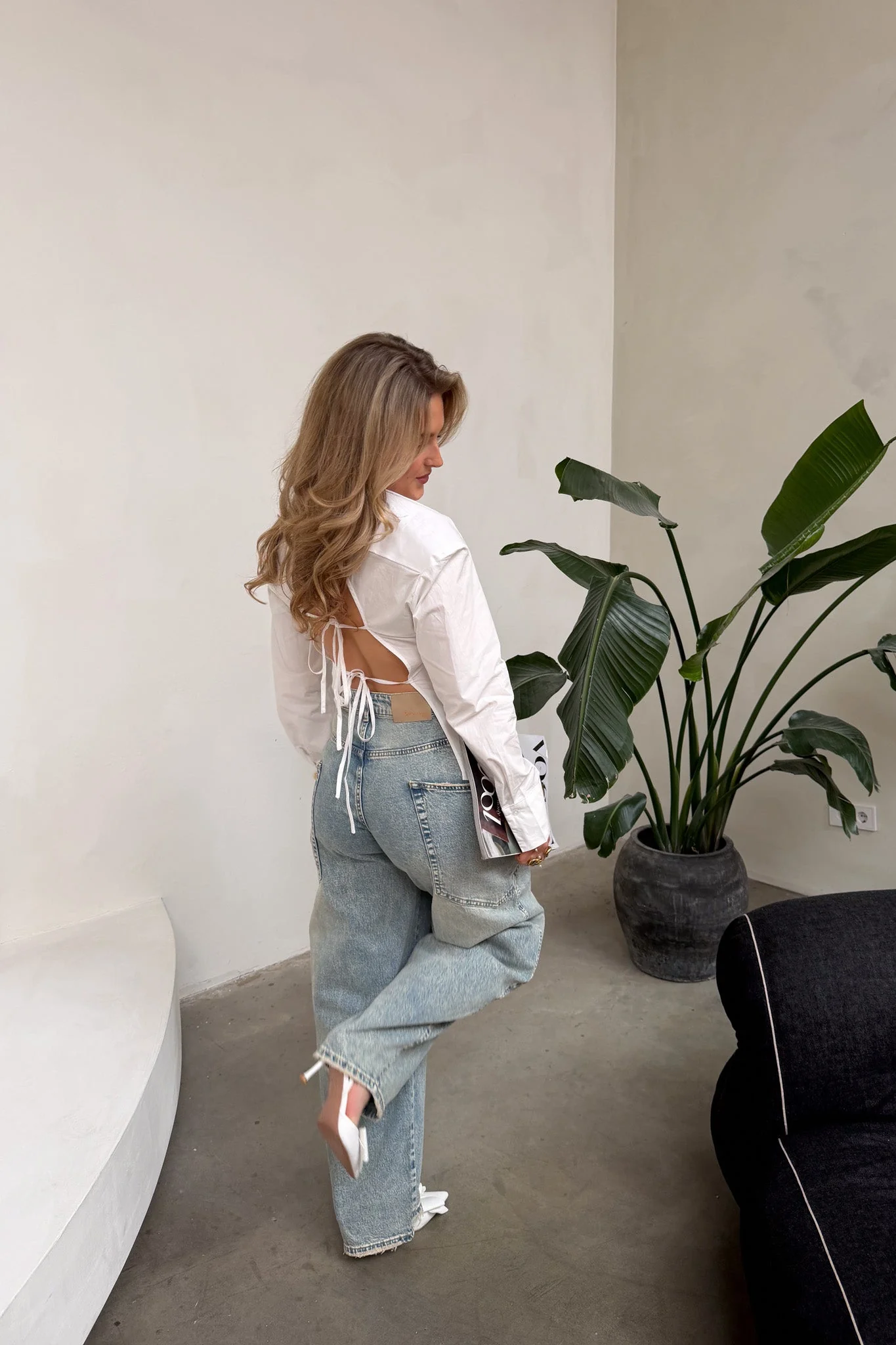 Open Back Tie Blouse - Image 3