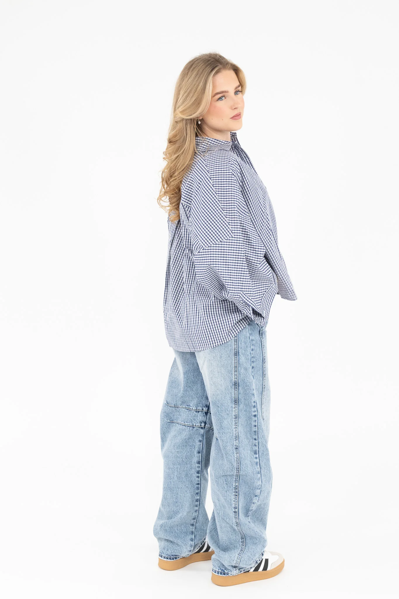 Oversized Checked Blouse - Image 3