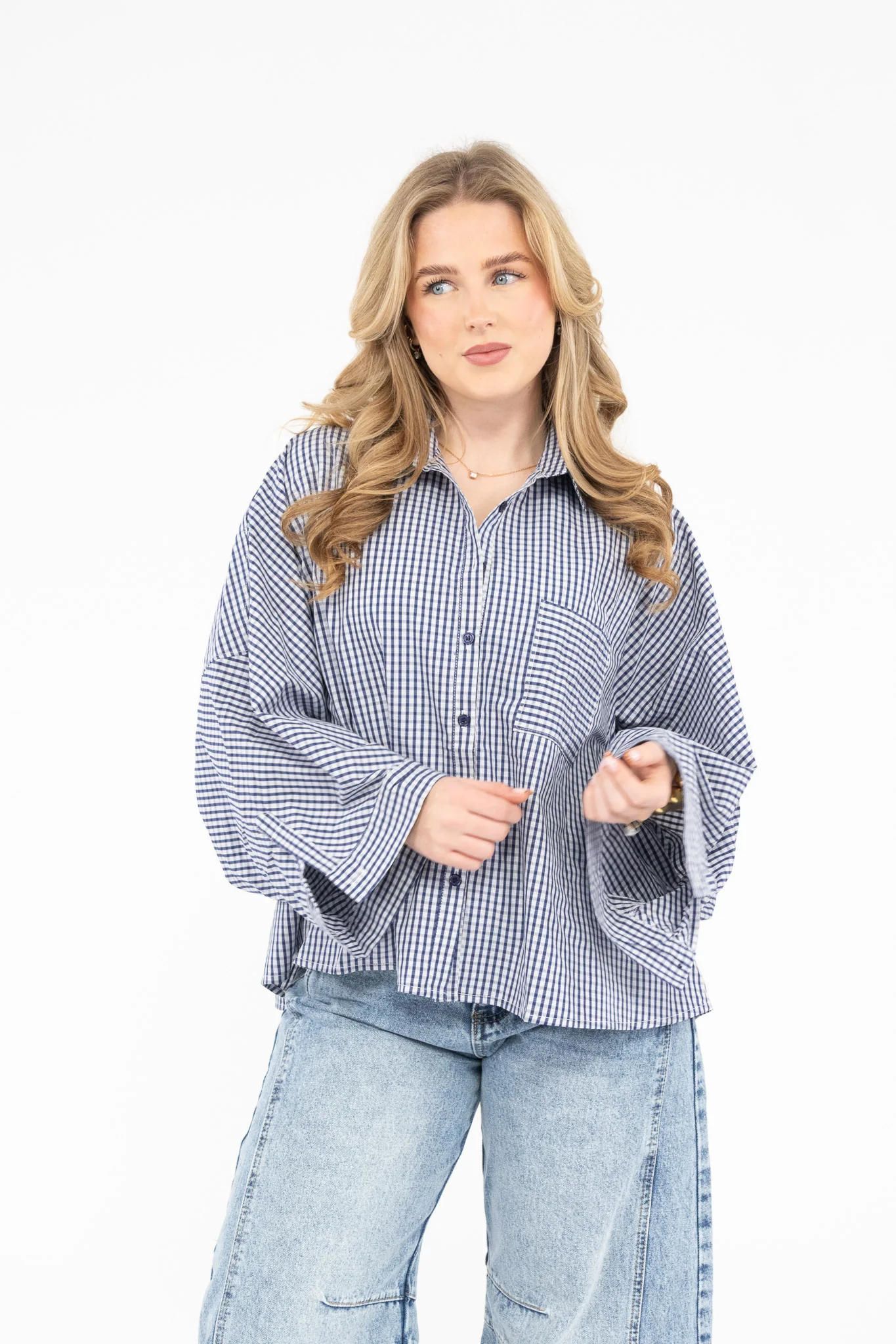 Oversized Checked Blouse - Image 4