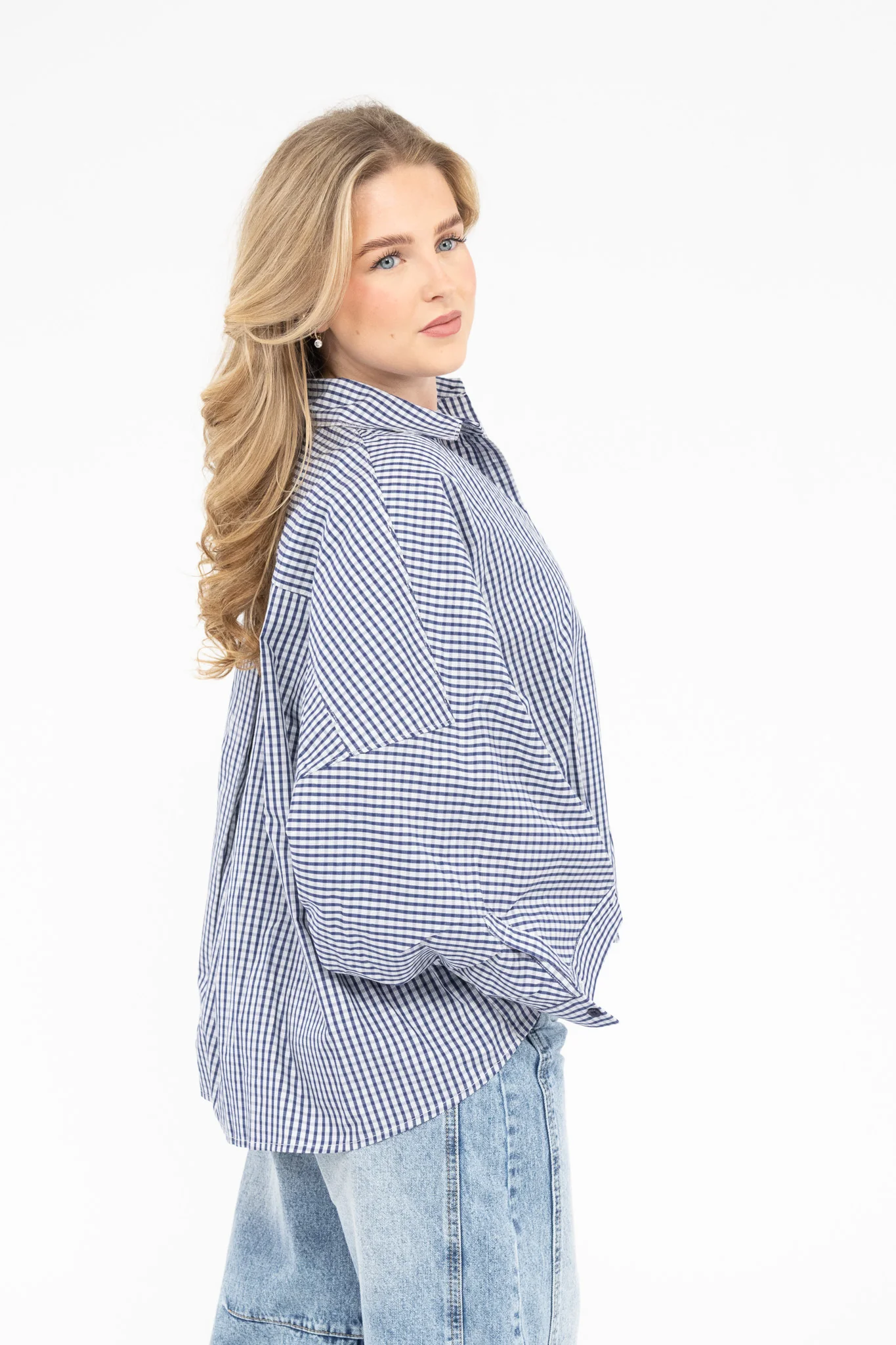 Oversized Checked Blouse - Image 5