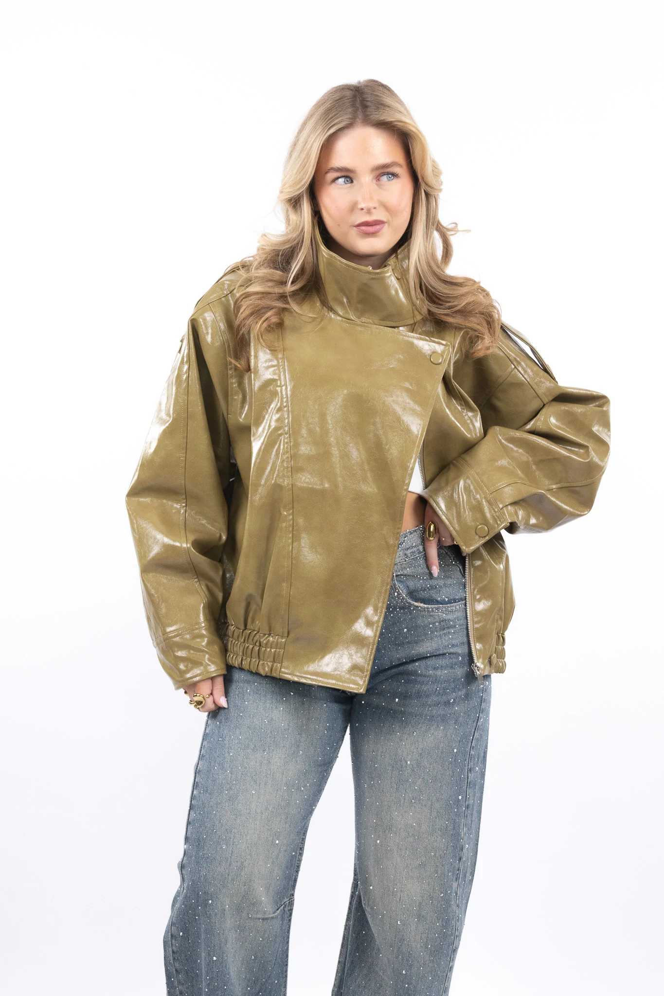 Oversized Leather Look Jacket