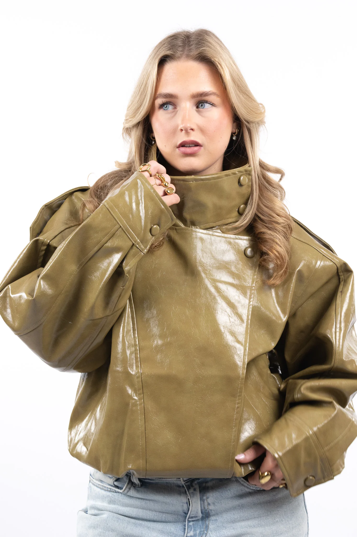 Oversized Leather Look Jacket - Image 2