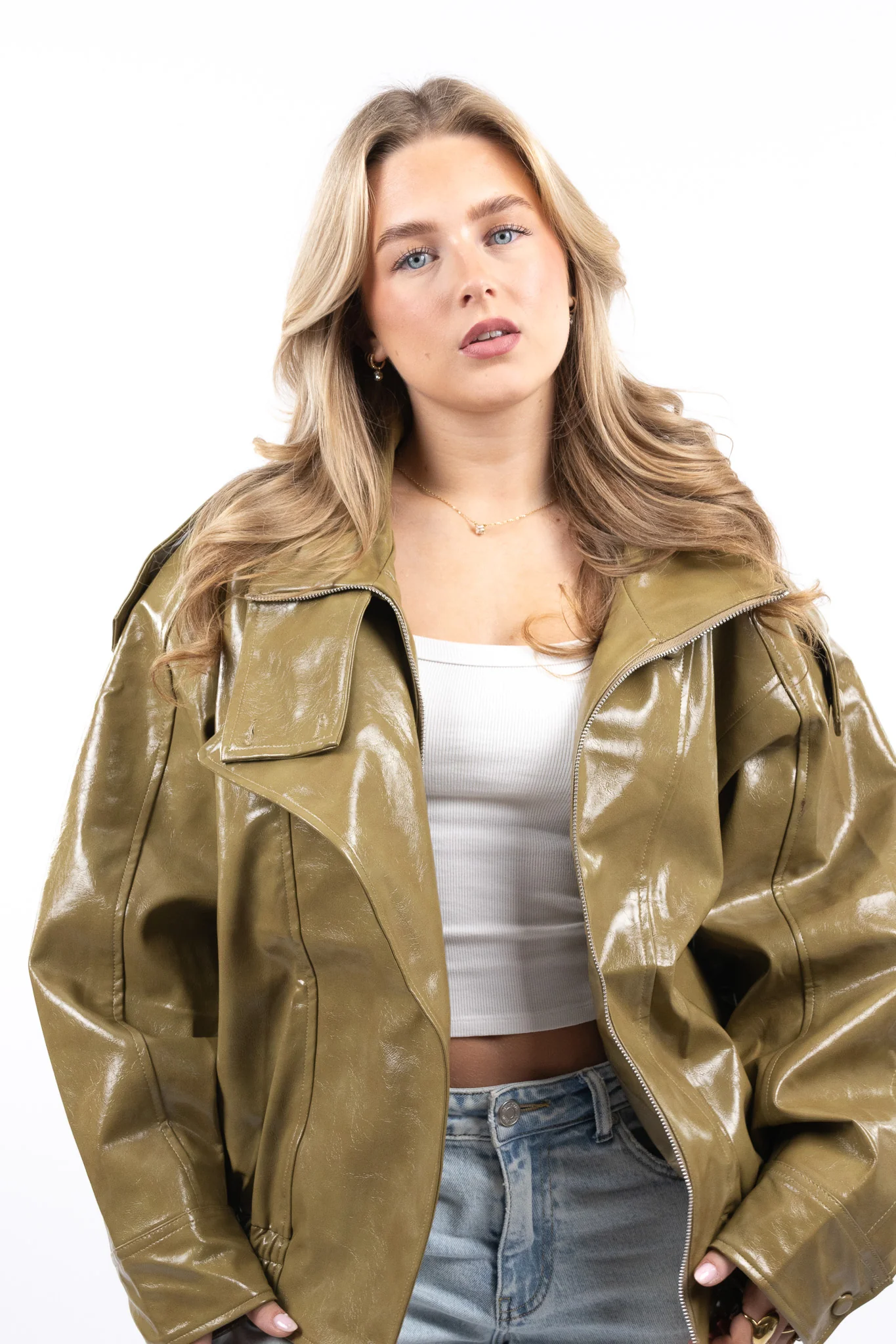 Oversized Leather Look Jacket - Image 3