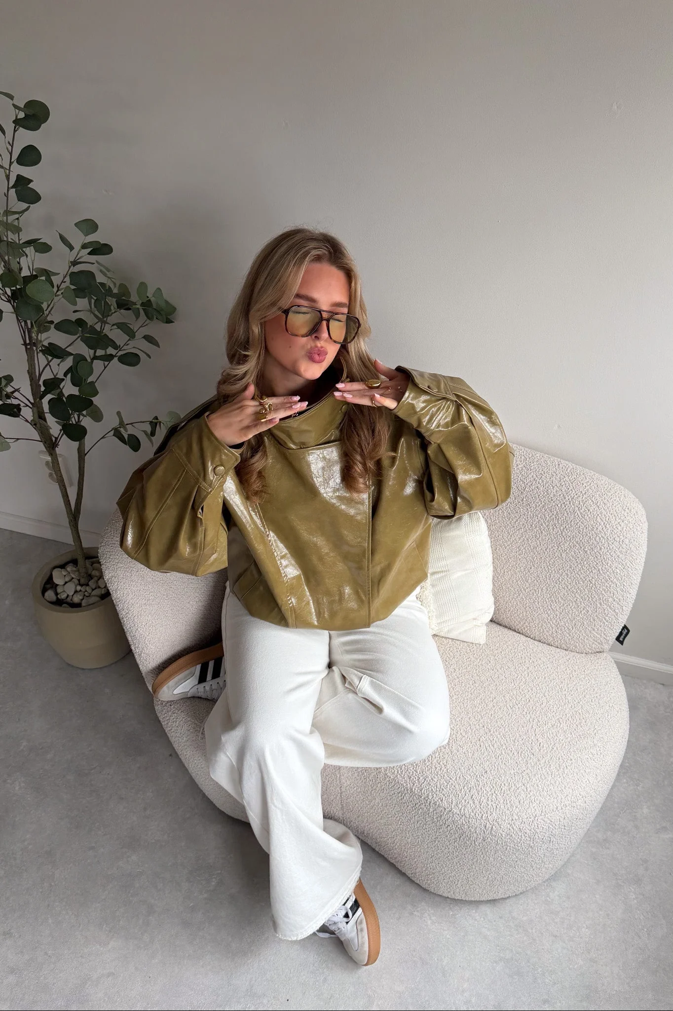 Oversized Leather Look Jacket - Image 5