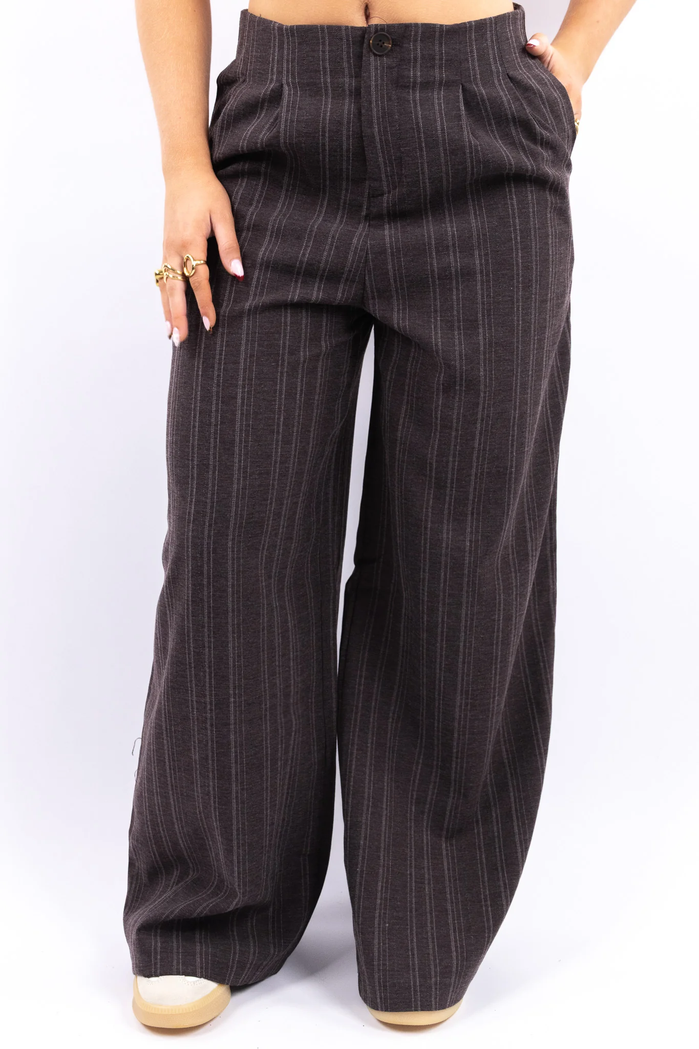 Pinstripe Wide Suit Pants - Image 3
