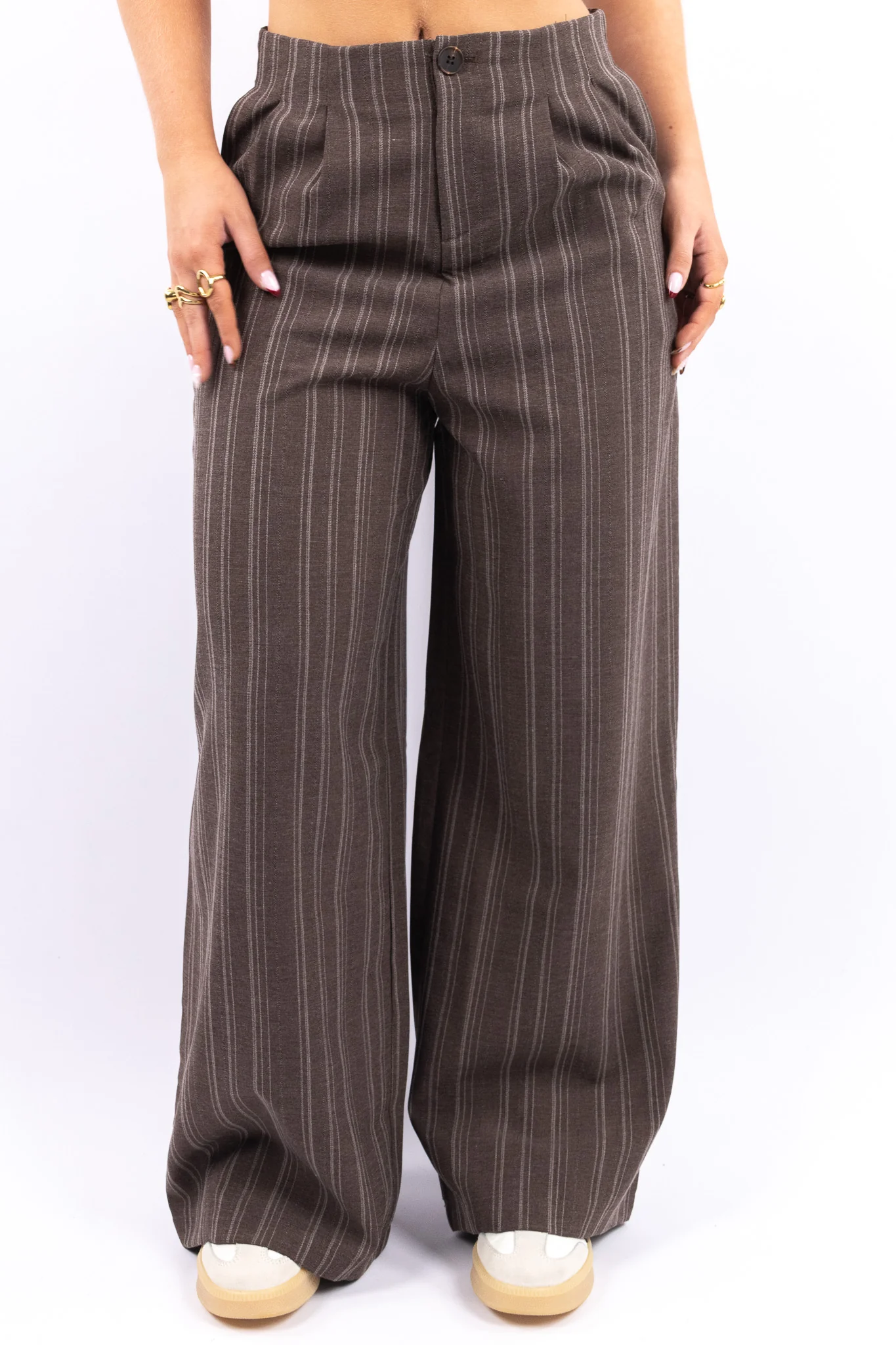 Pinstripe Wide Suit Pants - Image 5
