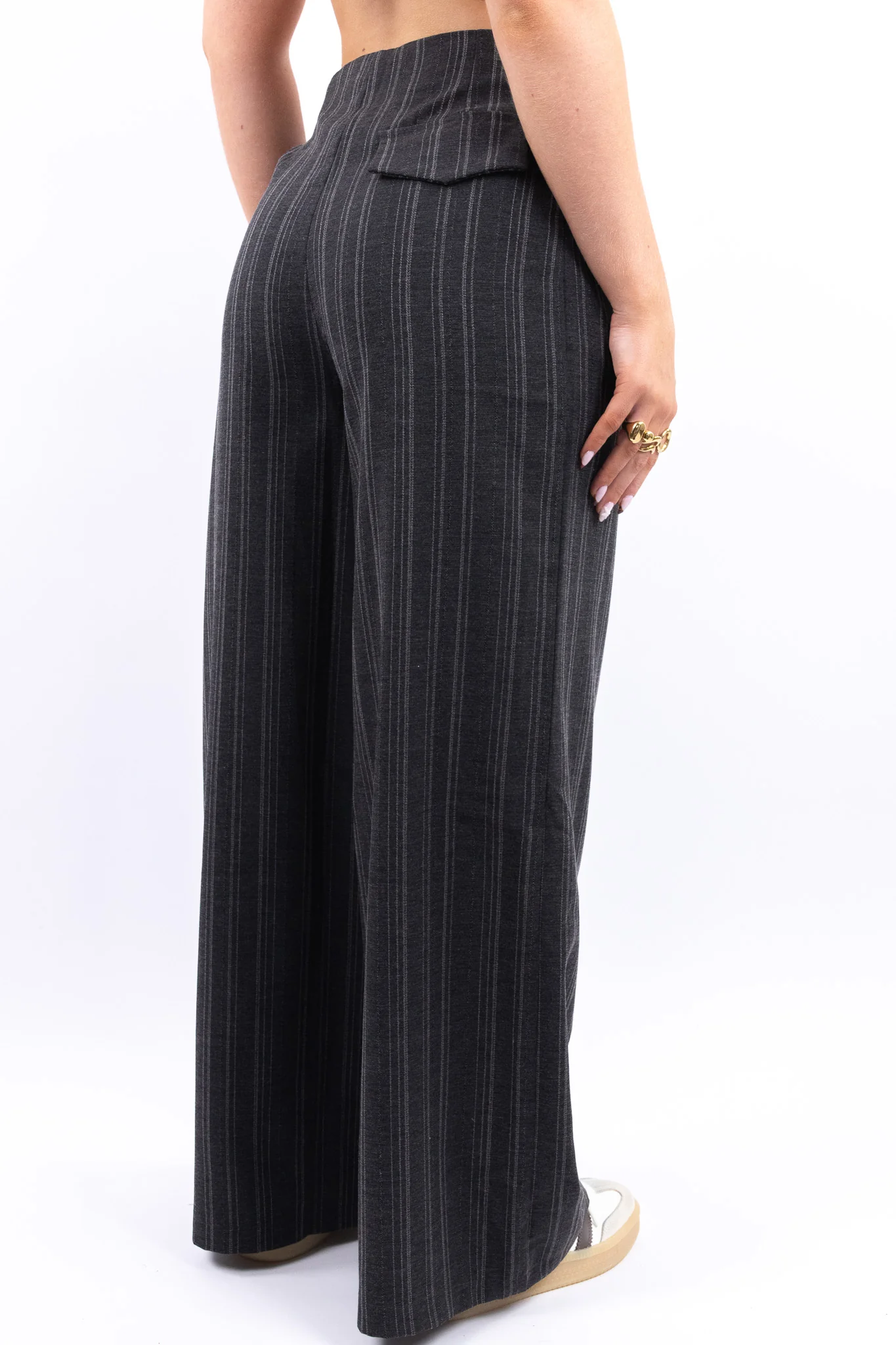 Pinstripe Wide Suit Pants - Image 8