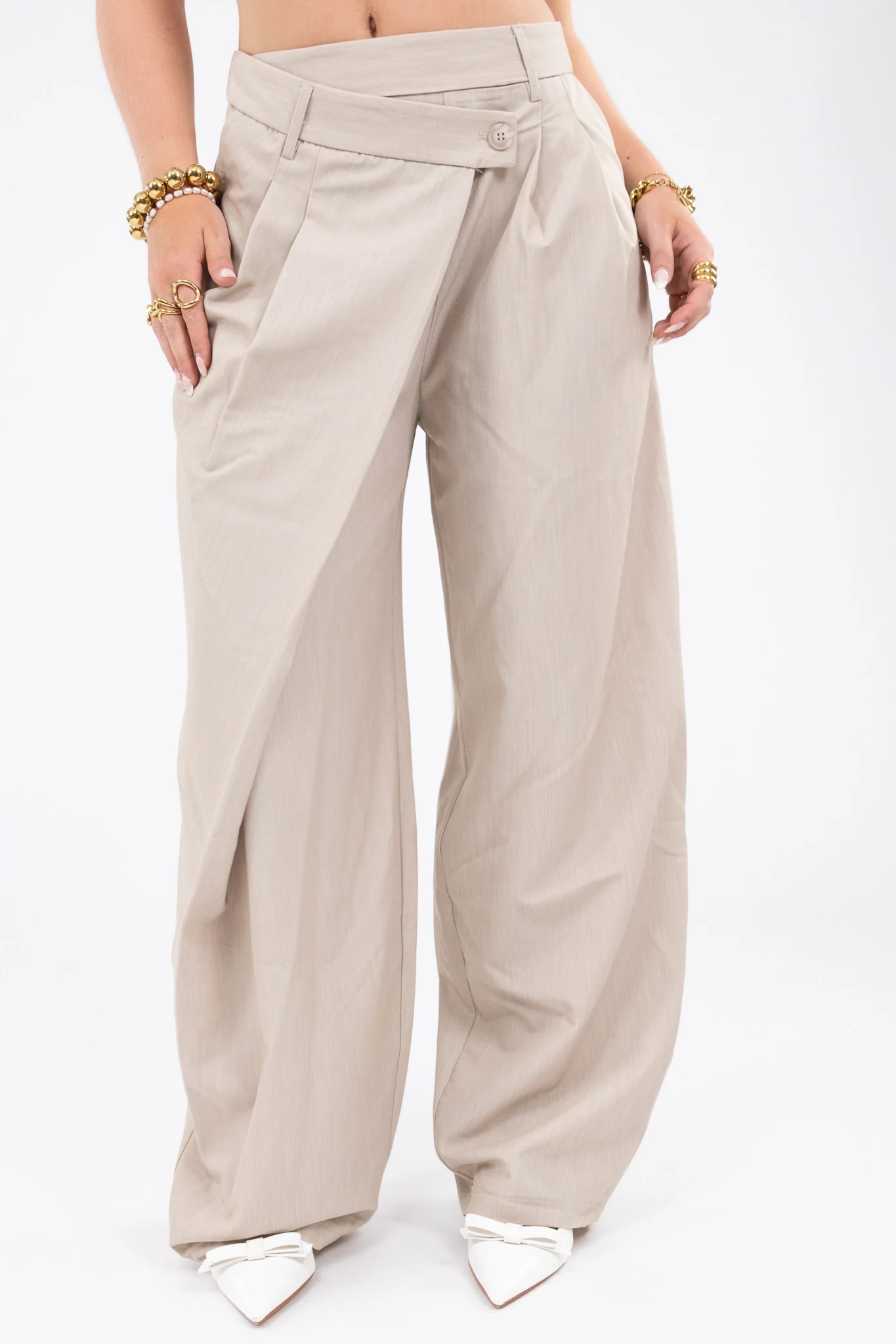 Pleated Wide Leg Trousers - Image 2