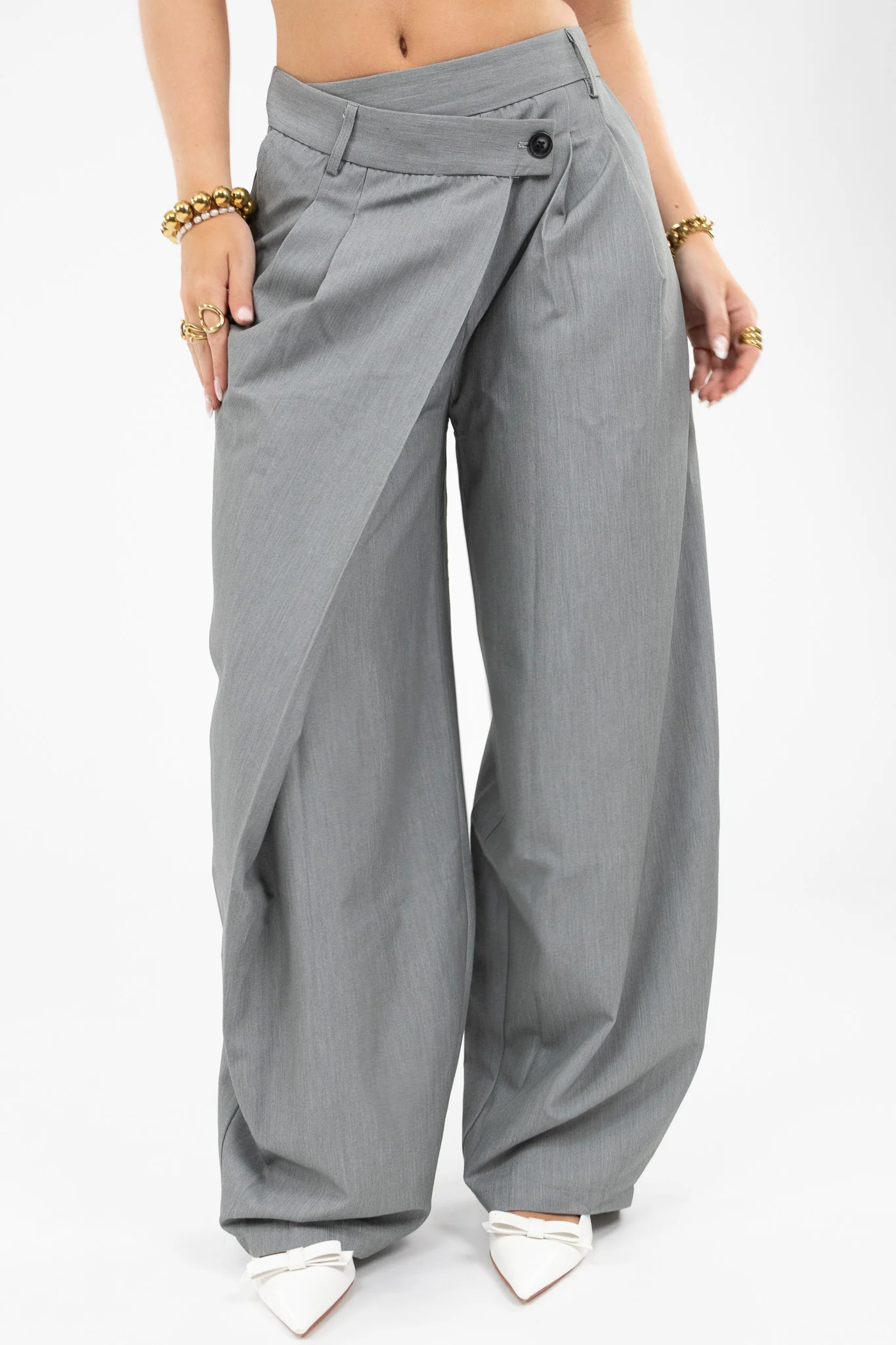 Pleated Wide Leg Trousers - Image 5
