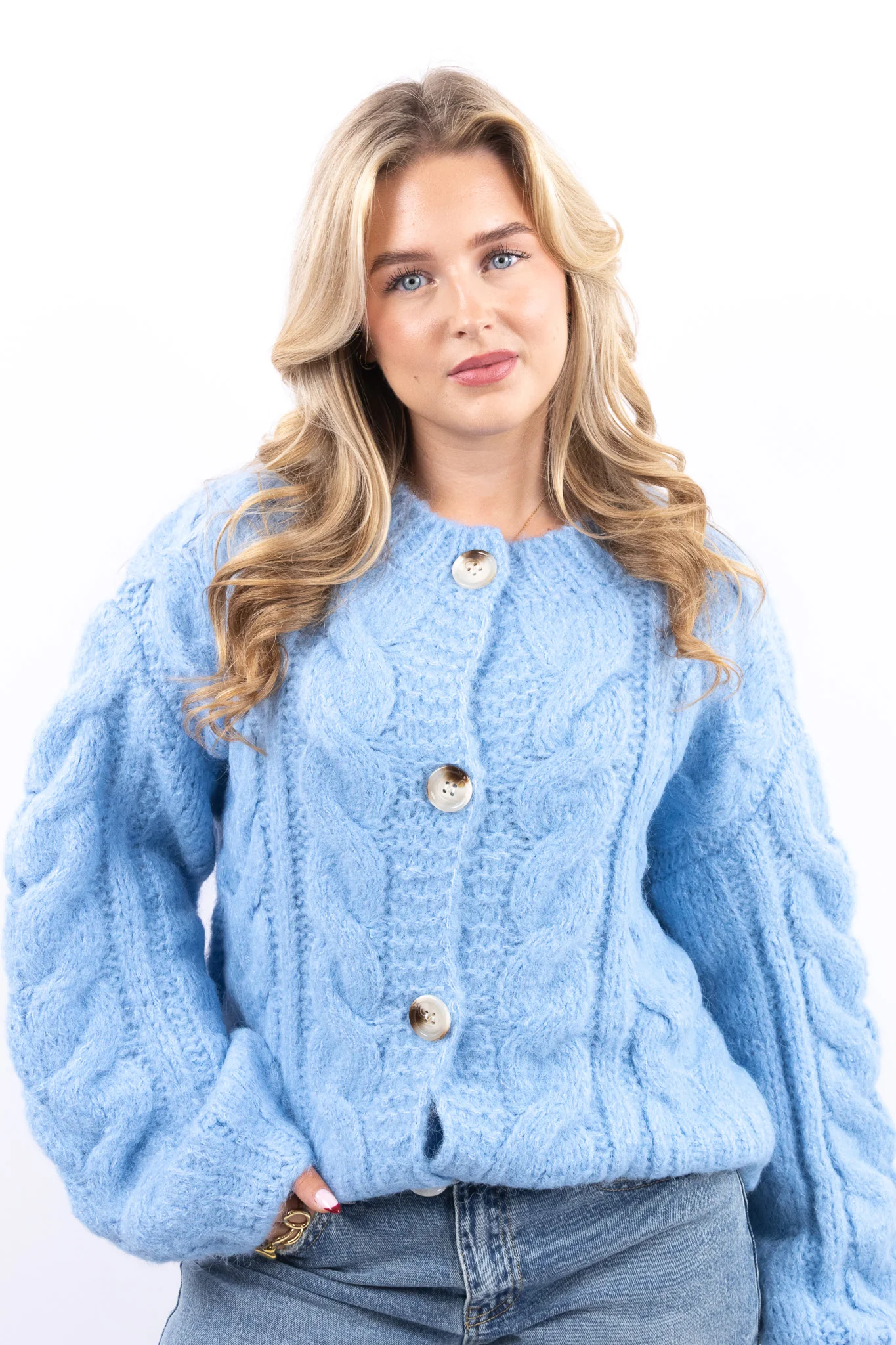 Plush Cable Knit Cardigan - Image 5