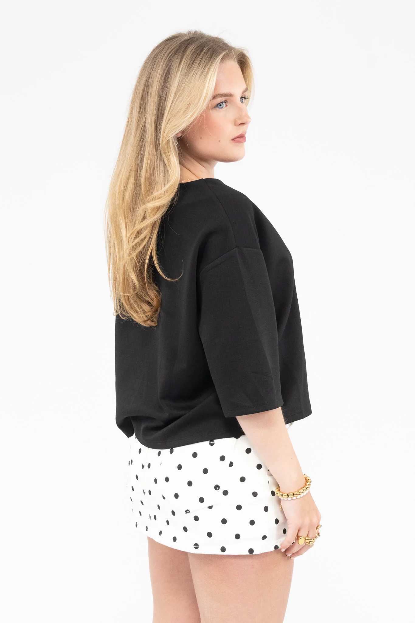 Polka Dot Denim Skort - Image 6