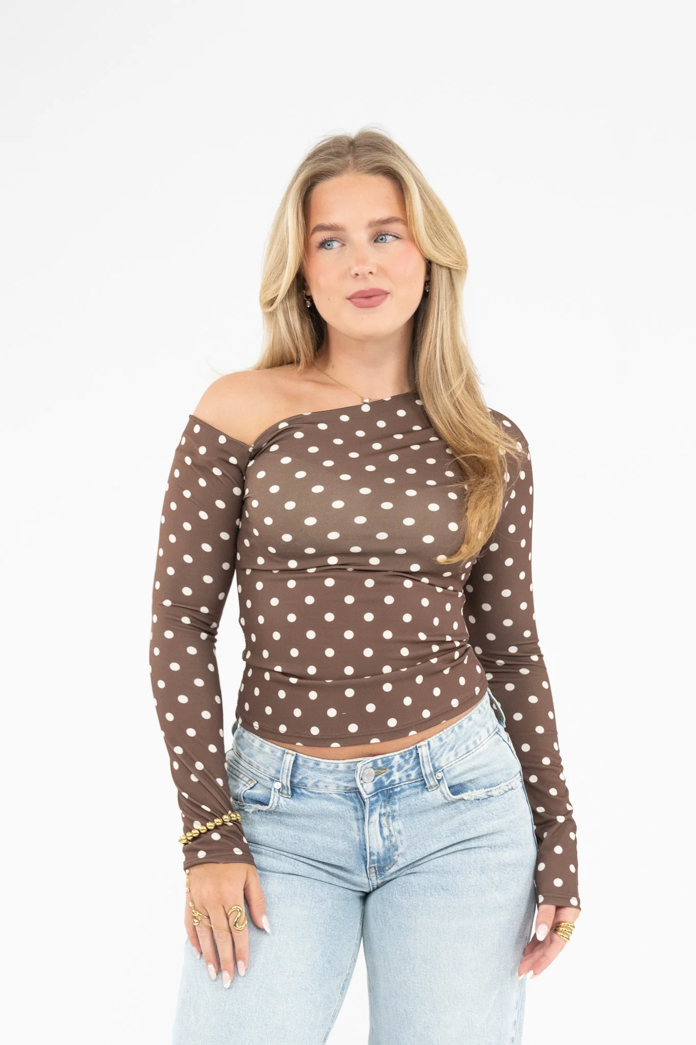 Polka Dot Off Shoulder Top - Image 10