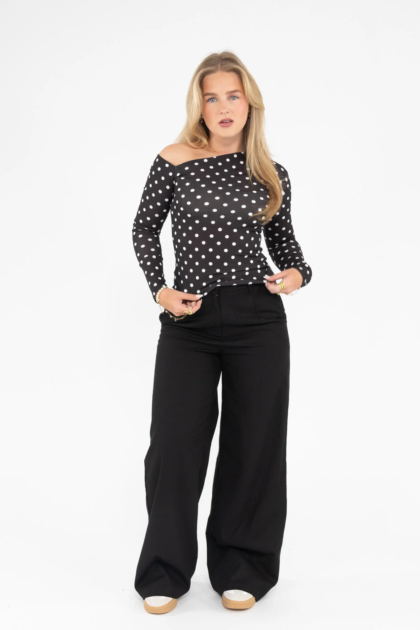 Polka Dot Off Shoulder Top - Image 8