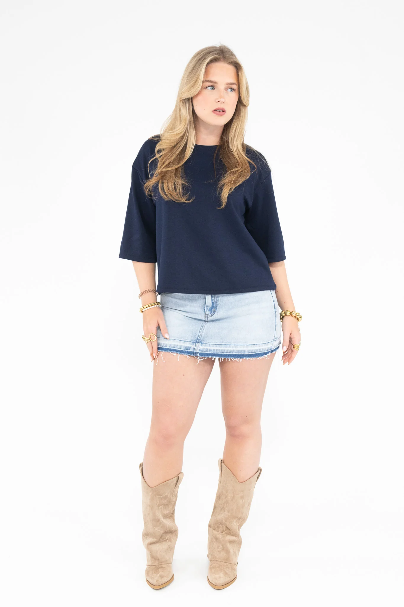 Raw Edge Denim Skort - Image 9