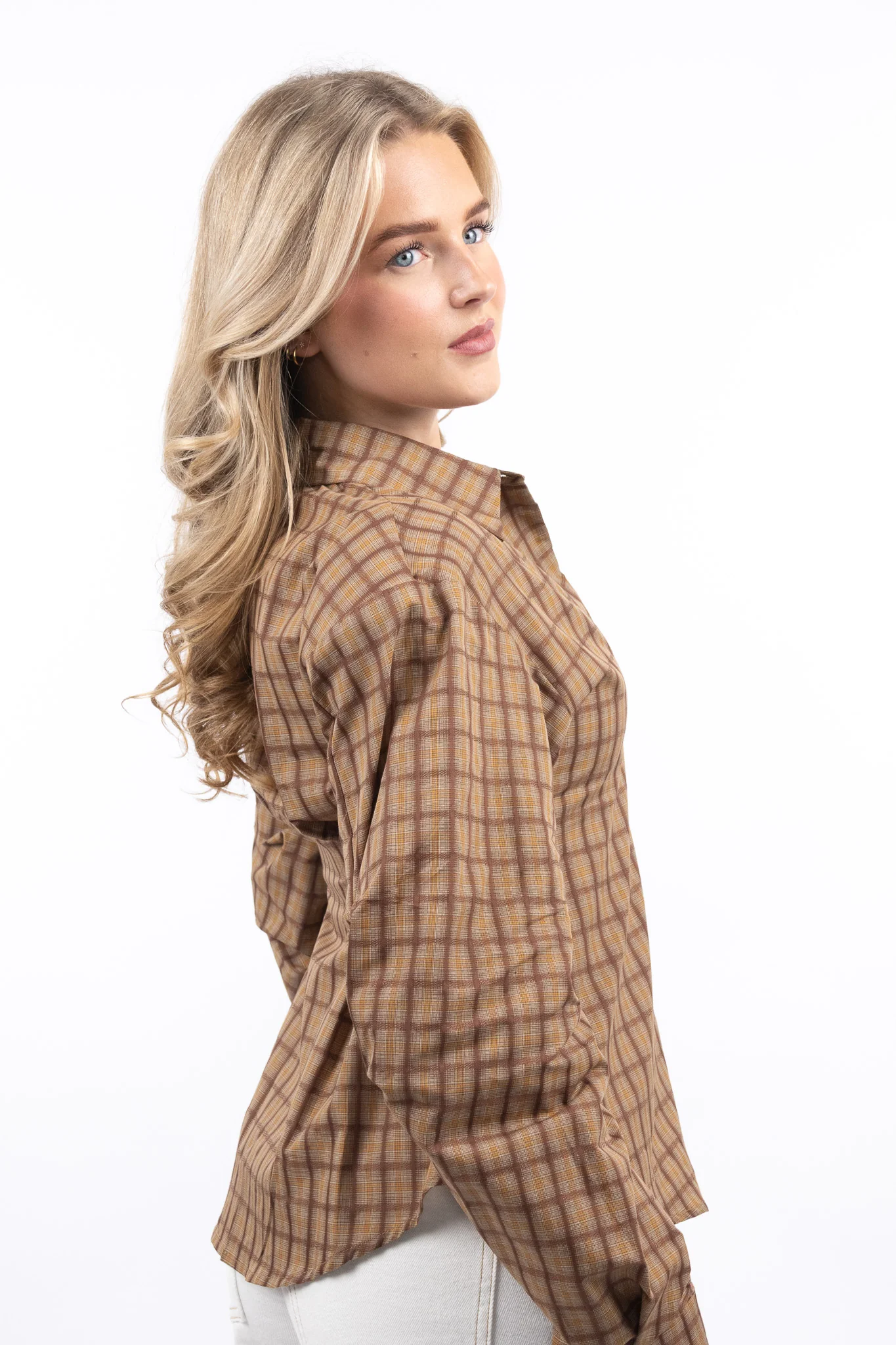 Retro Wrap Check Blouse - Image 12