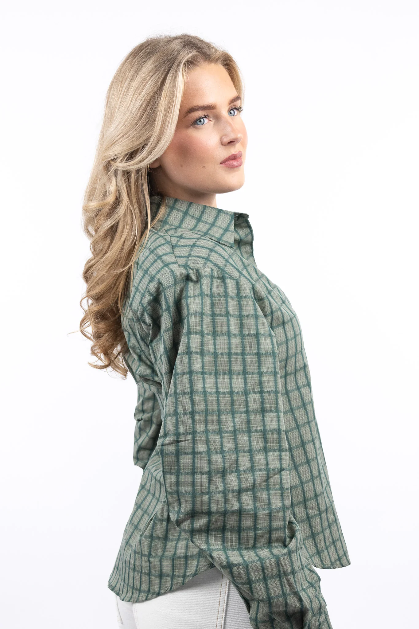 Retro Wrap Check Blouse - Image 7
