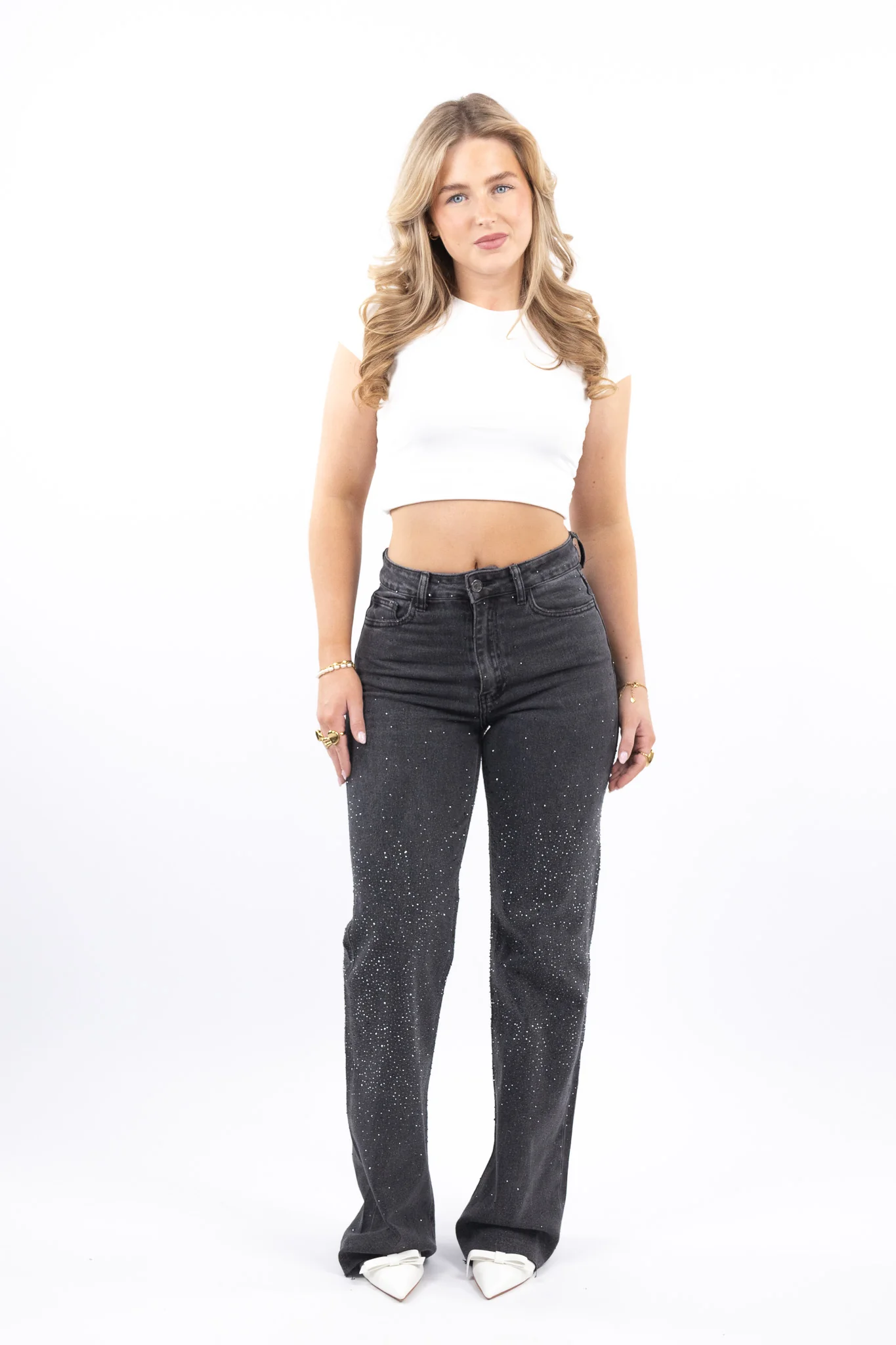 Riley Glitter Wide Leg Jeans - Image 9