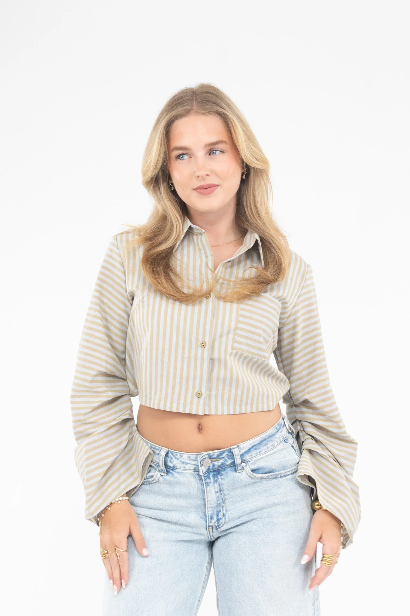 Striped Cropped Blouse - Image 10