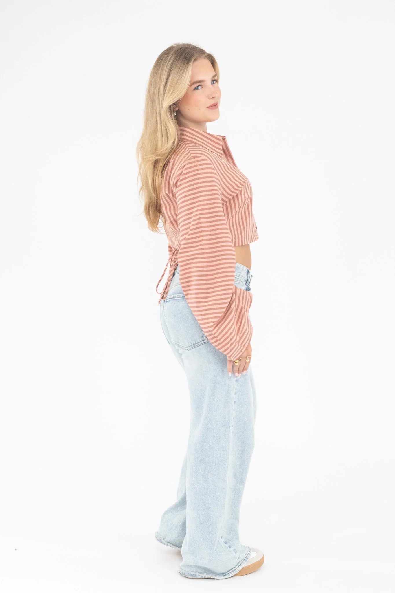 Striped Cropped Blouse - Image 4