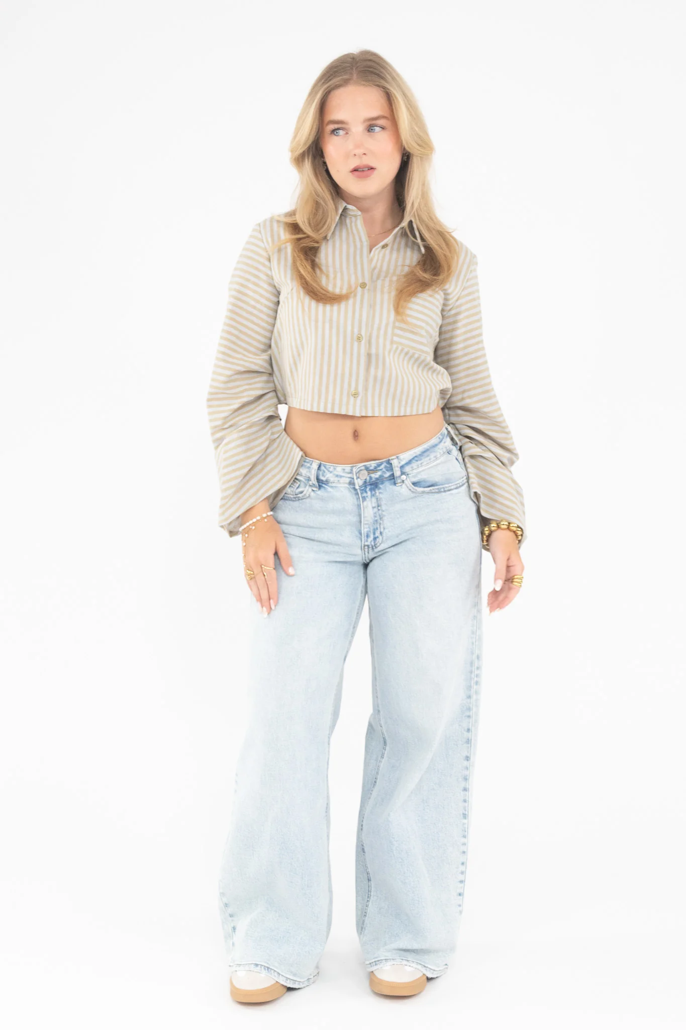 Striped Cropped Blouse - Image 7