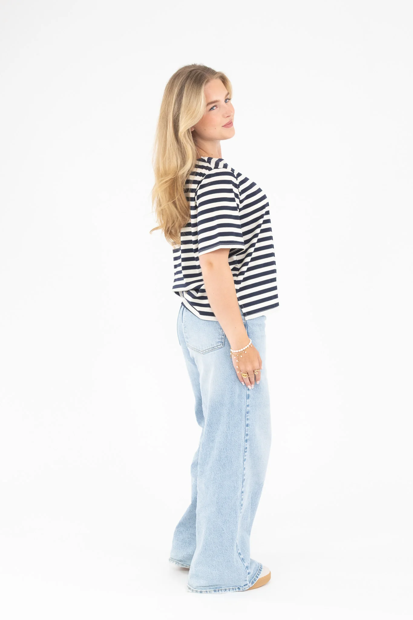 Striped Off Shoulder Tee - Image 15