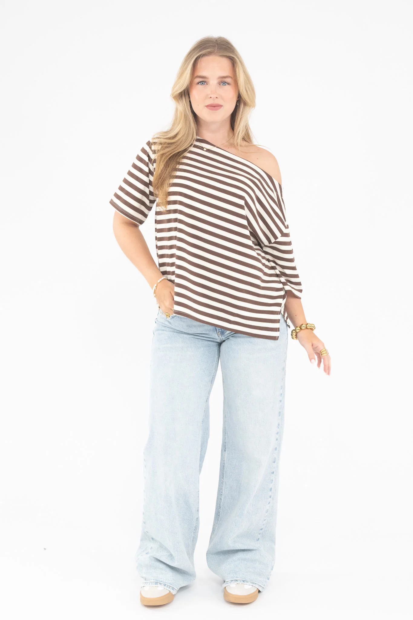 Striped Off Shoulder Tee - Image 16