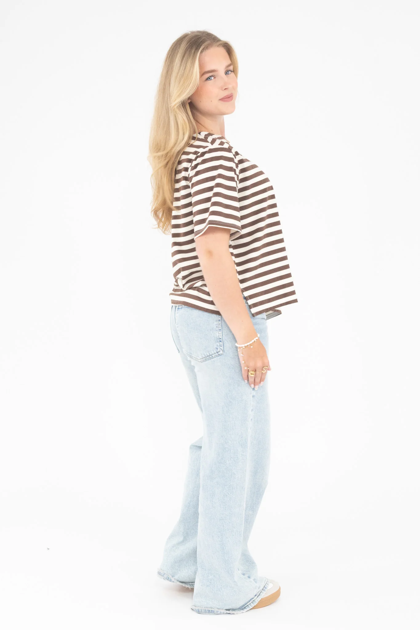 Striped Off Shoulder Tee - Image 17