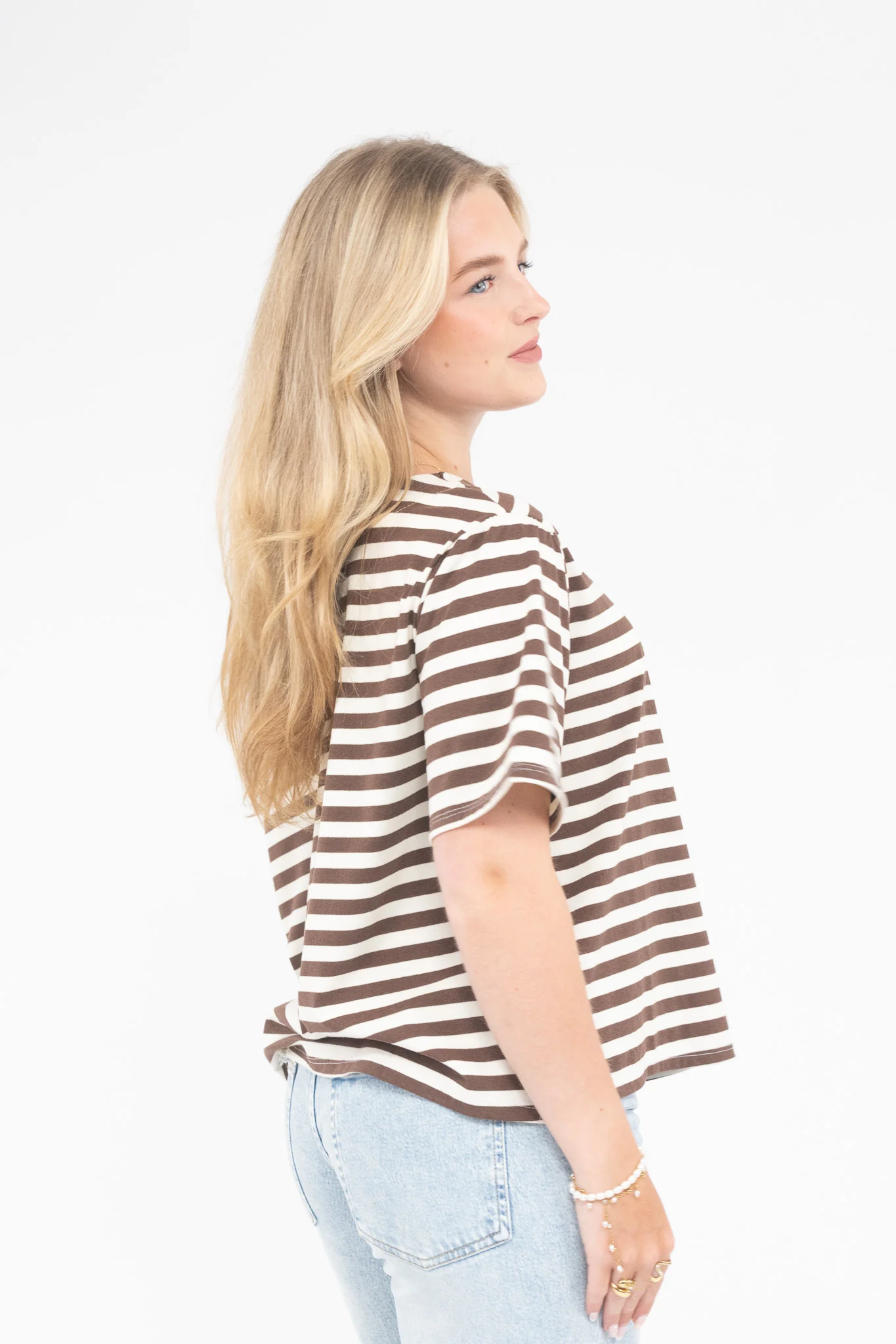 Striped Off Shoulder Tee - Image 20