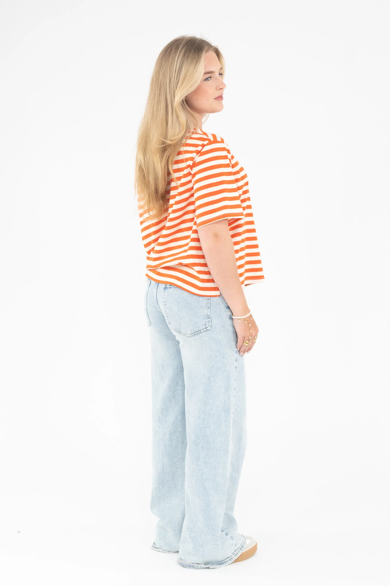 Striped Off Shoulder Tee - Image 3