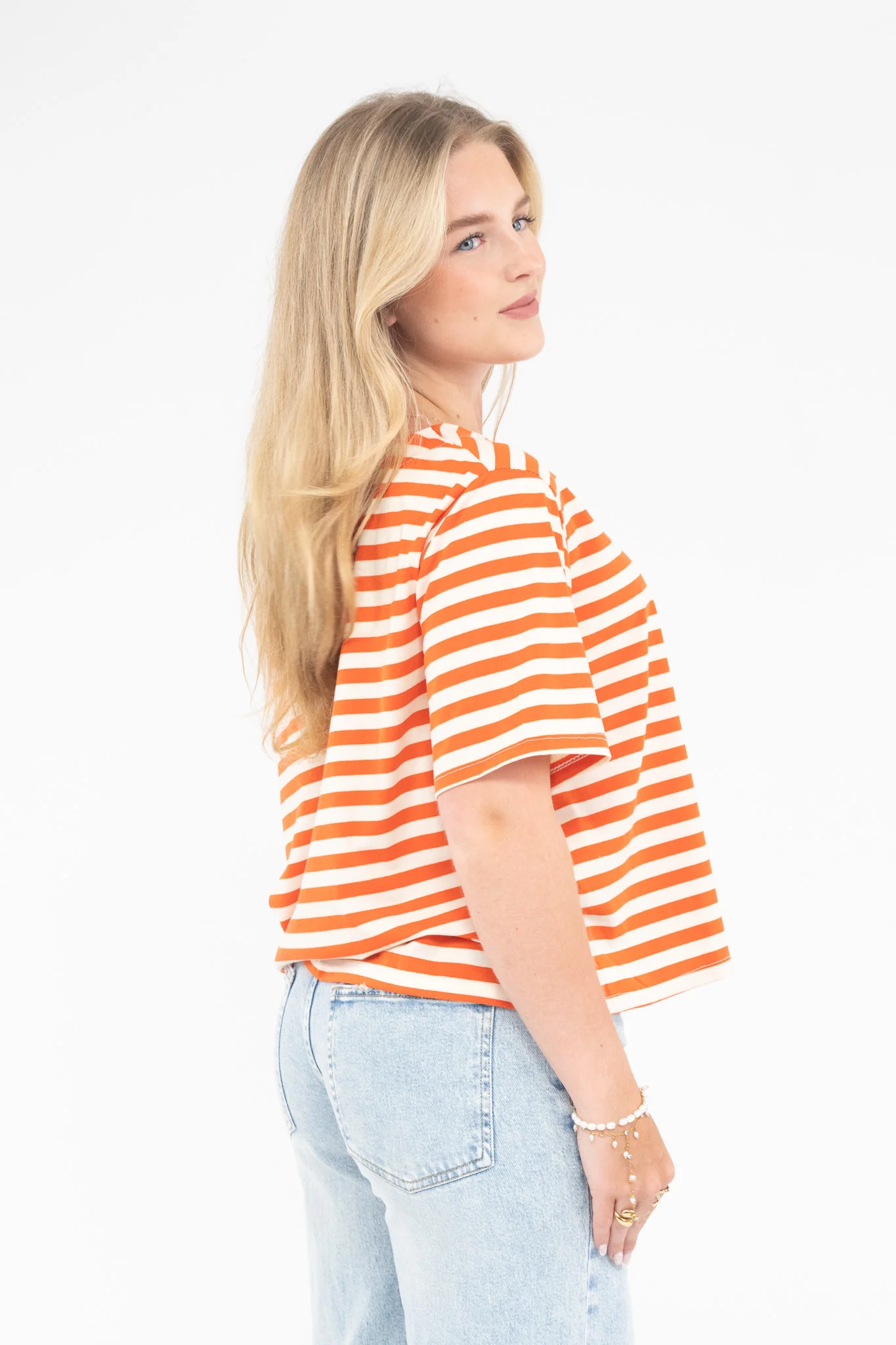 Striped Off Shoulder Tee - Image 4