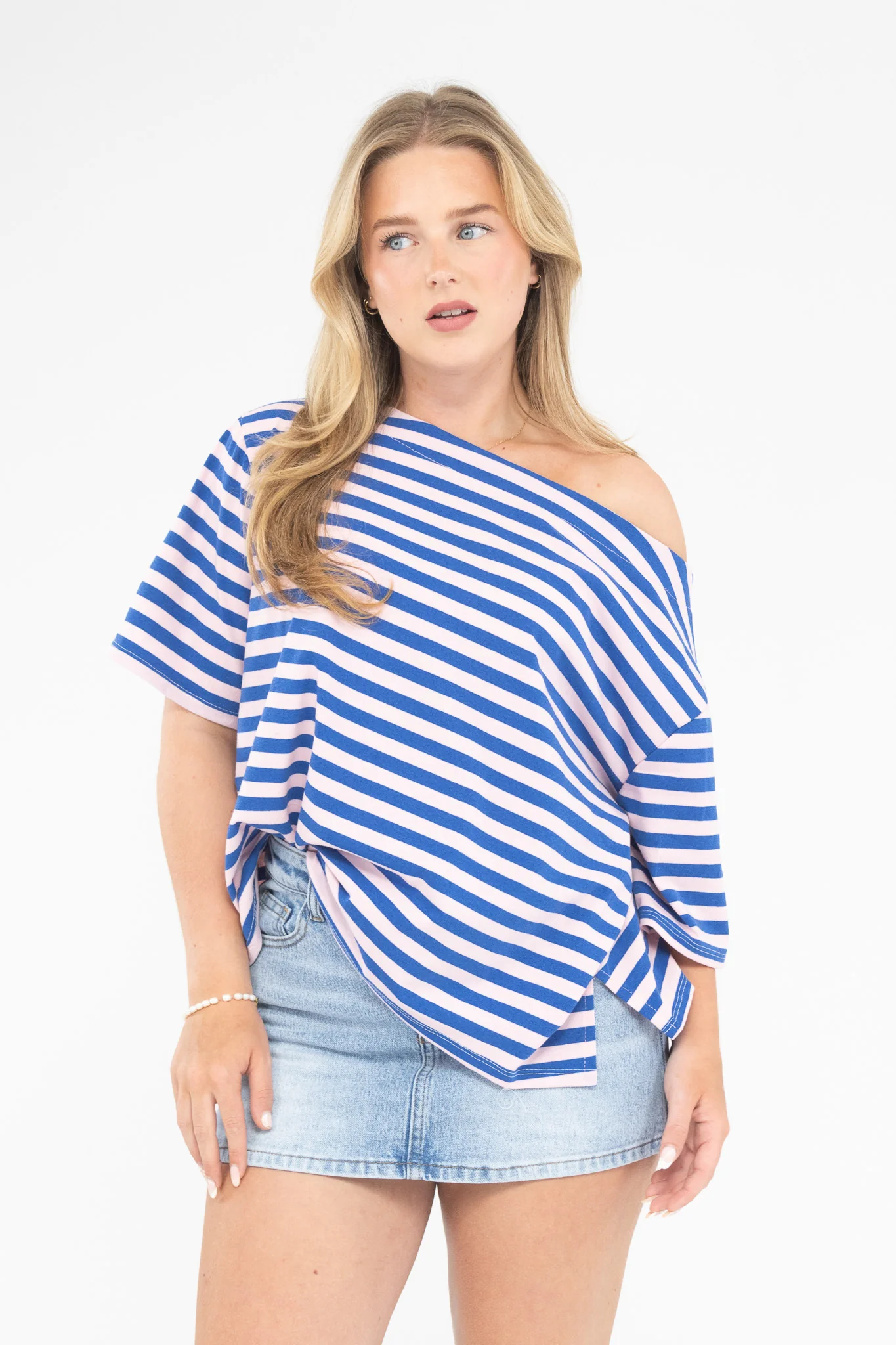 Striped Off Shoulder Tee - Image 6