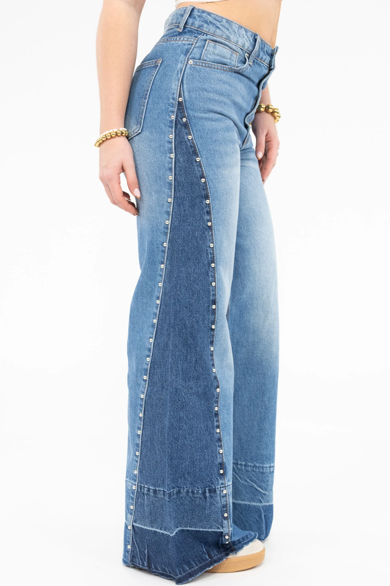 Stud Detail Wide Leg Jeans - Image 2