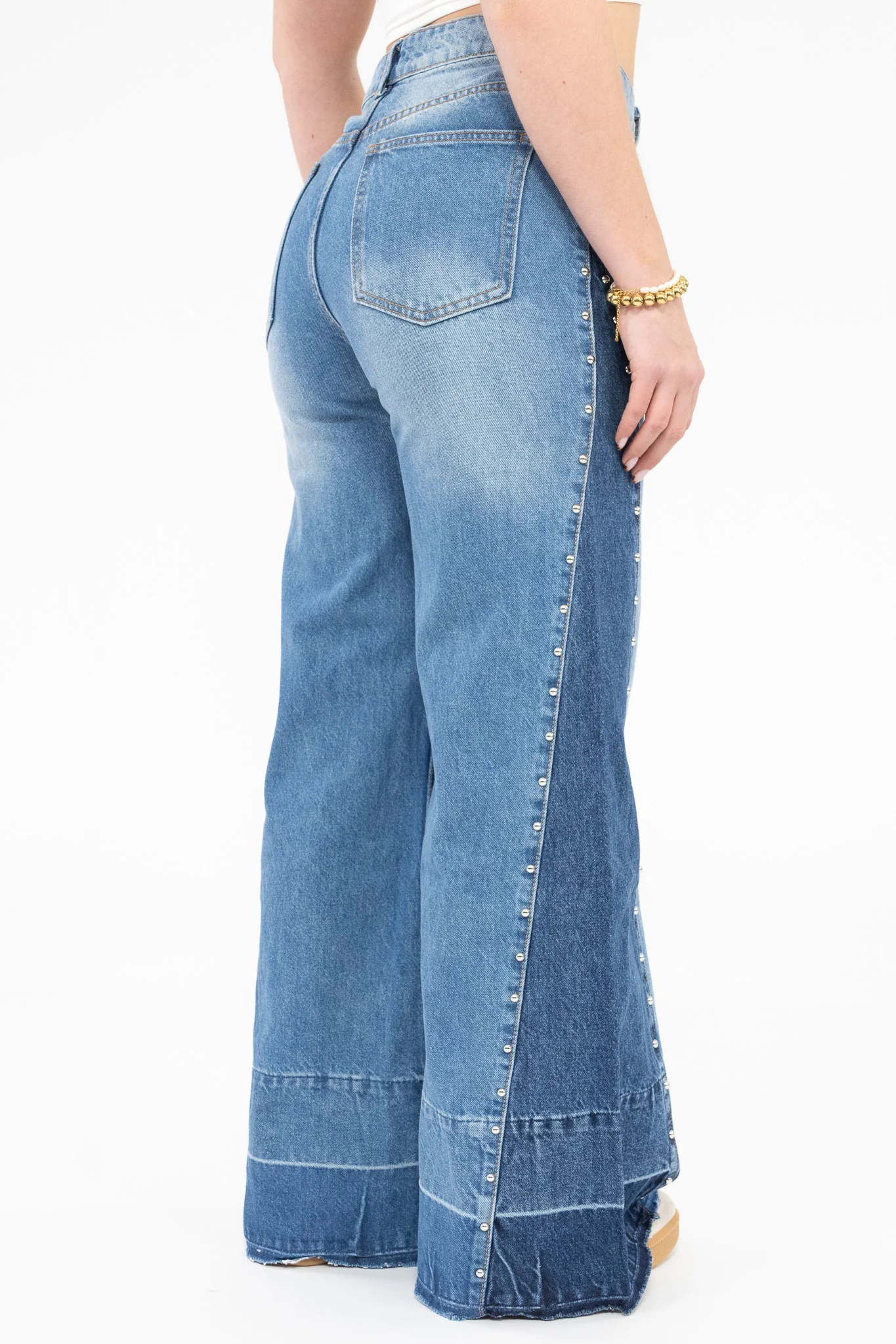 Stud Detail Wide Leg Jeans - Image 3