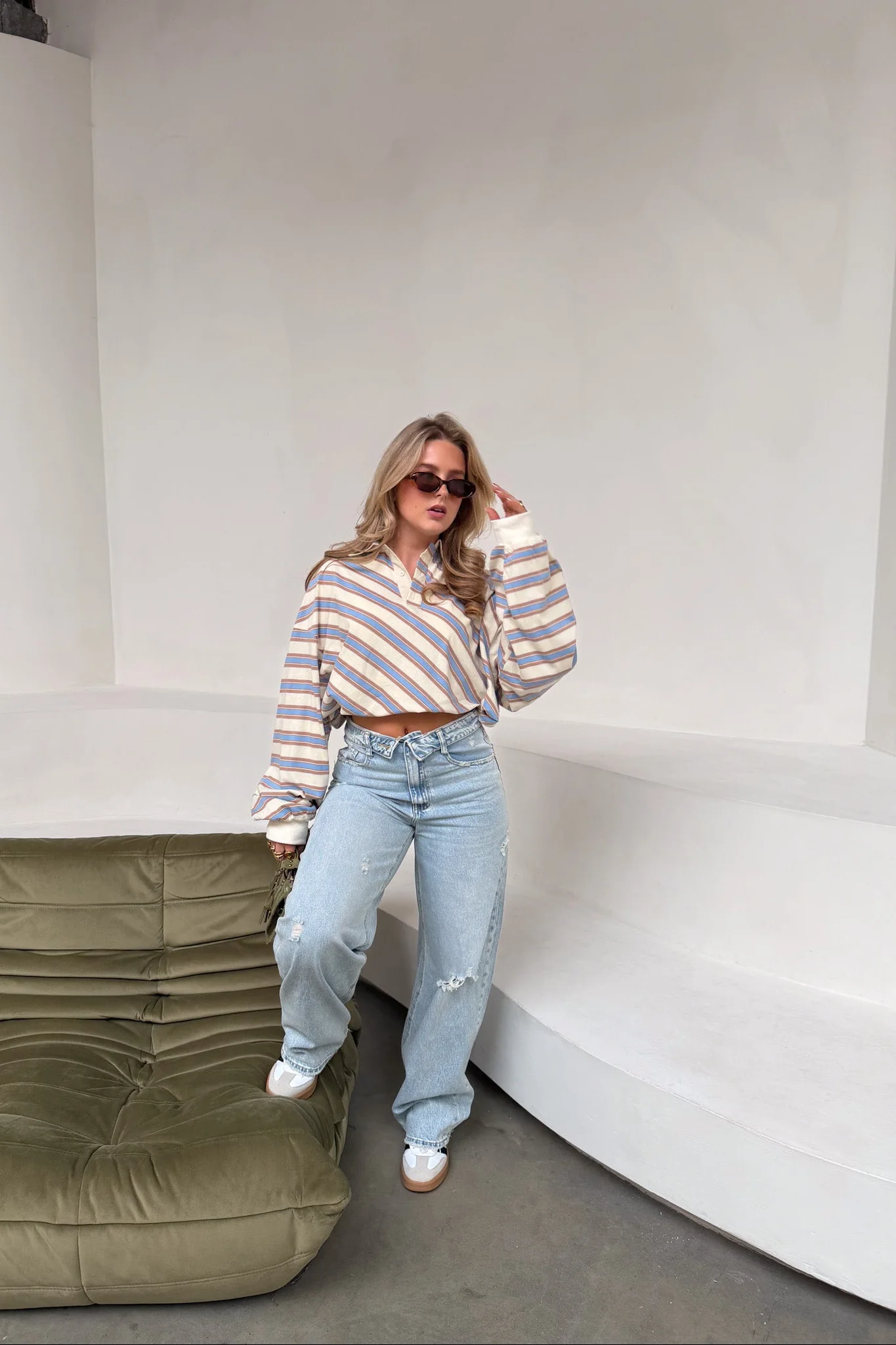 Vintage Stripe Boxy Fit Polo
