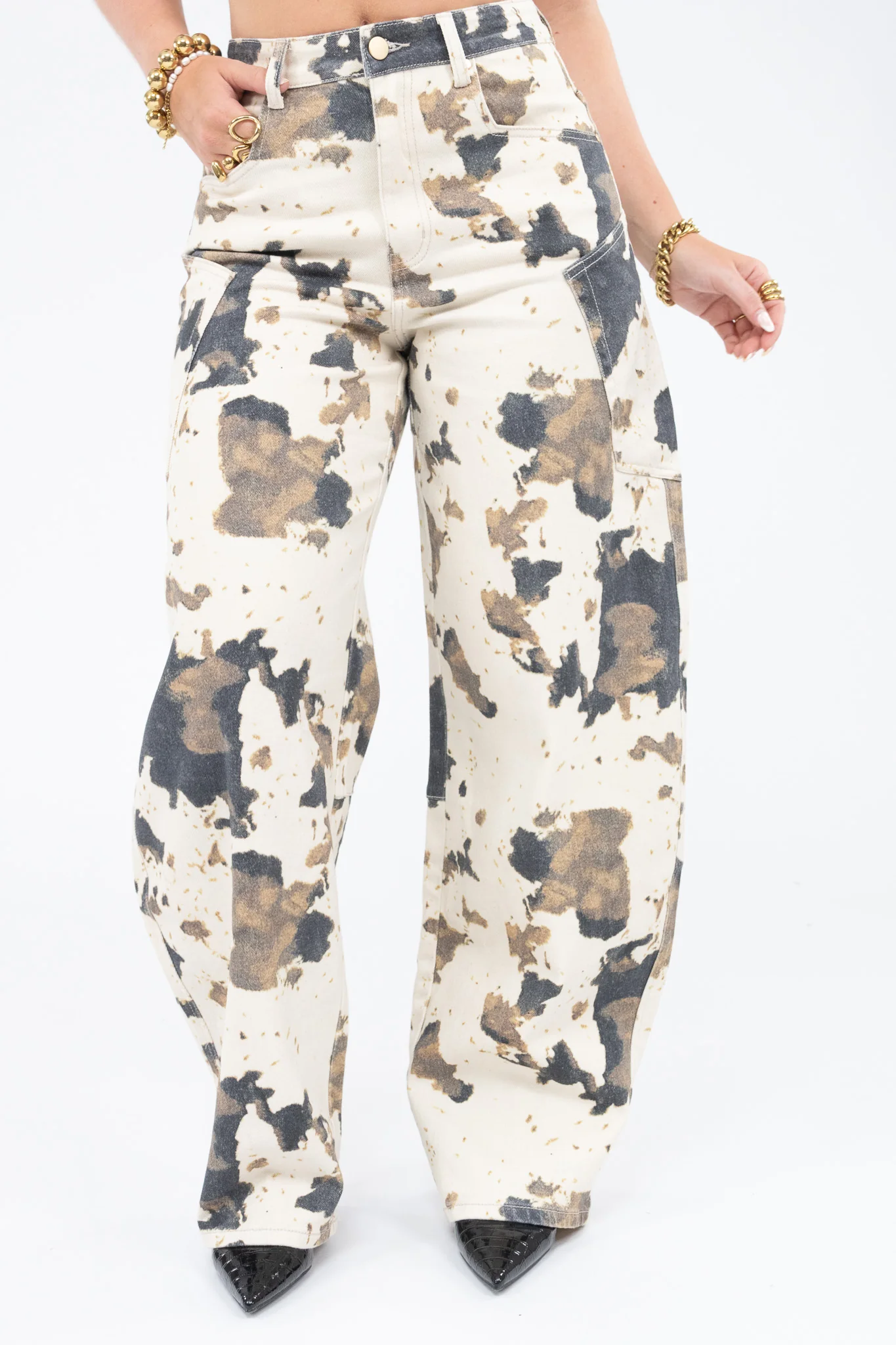 Cow Print Balloon Jeans - Image 2