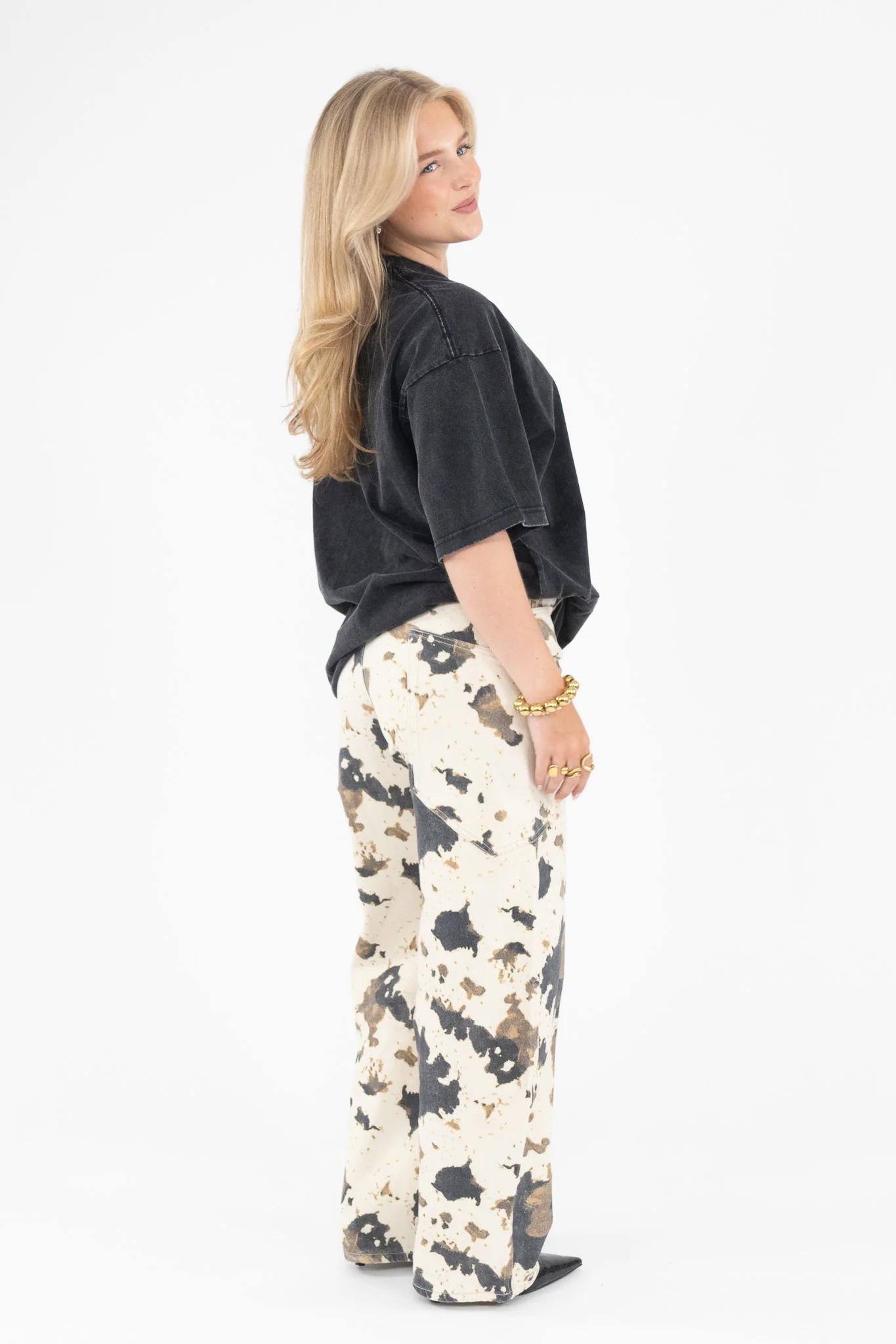 Cow Print Balloon Jeans - Image 4