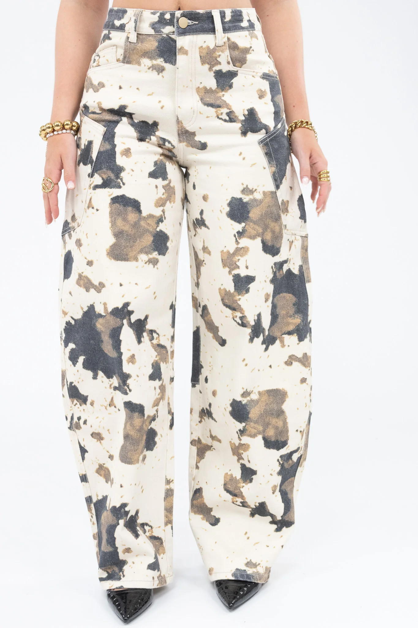 Cow Print Balloon Jeans - Image 5