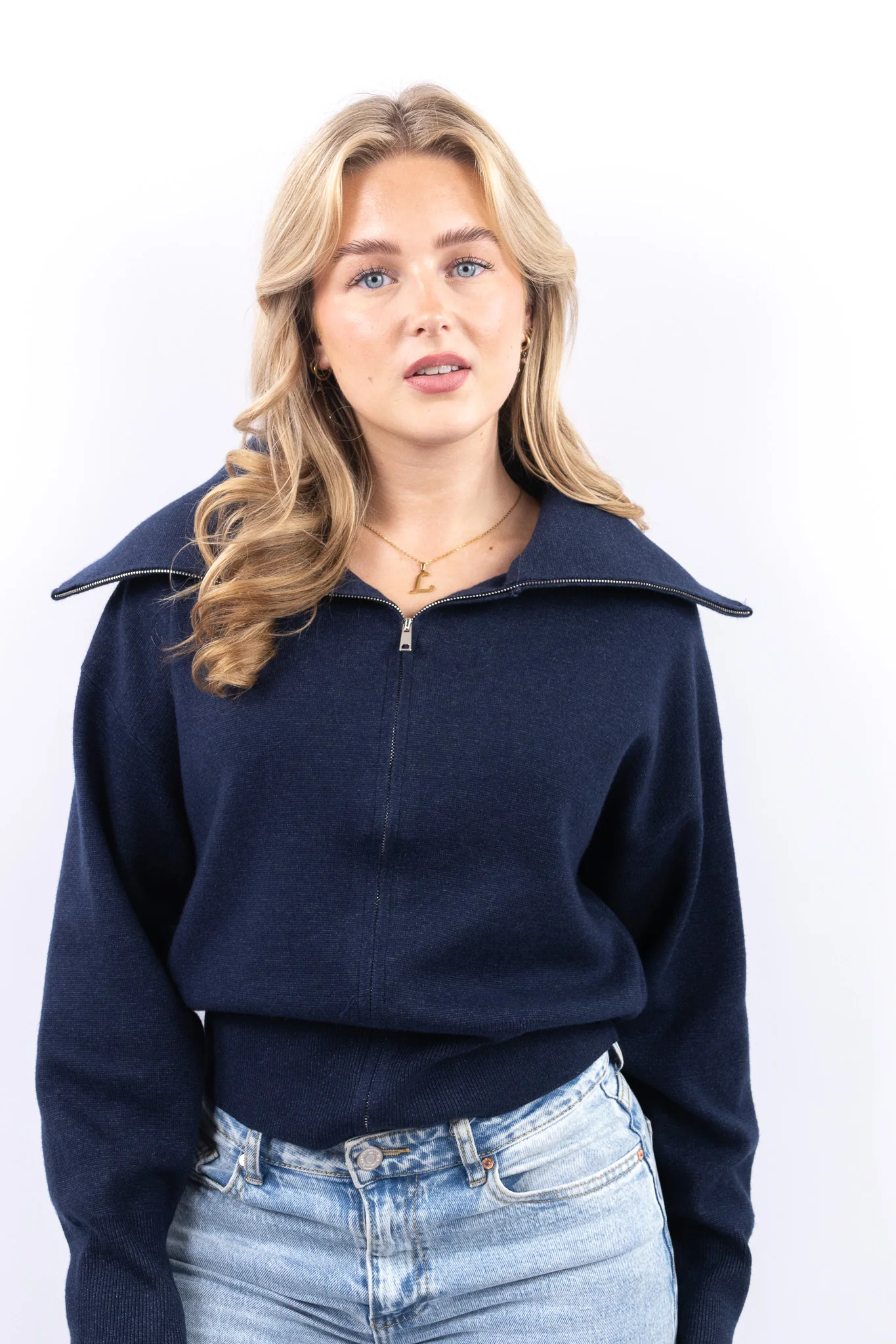 Zip Up Knit Sweater - Image 3