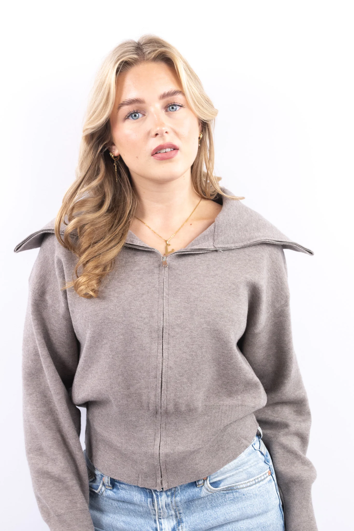 Zip Up Knit Sweater - Image 5